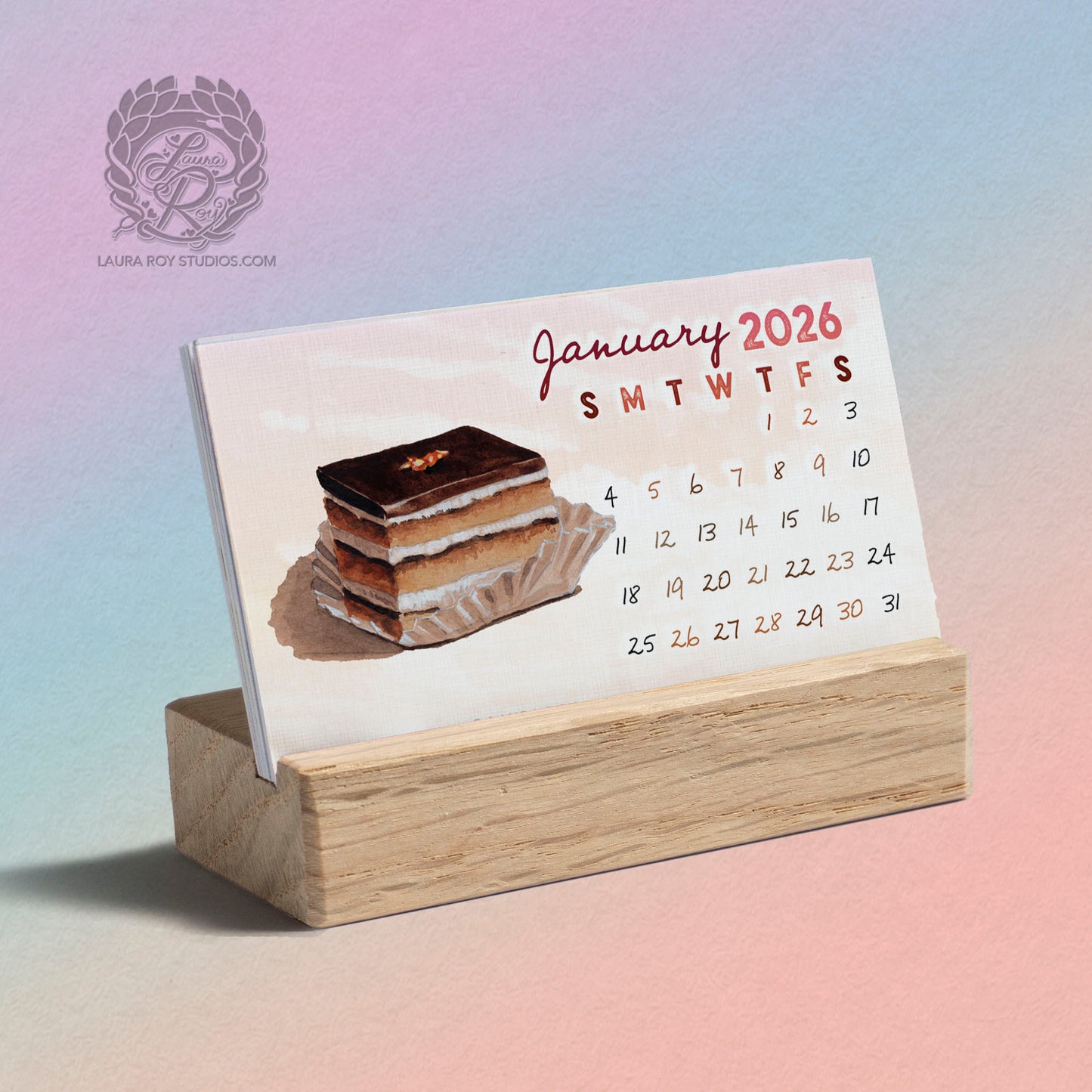 2026 Sweets Watercolor Mini Calendar