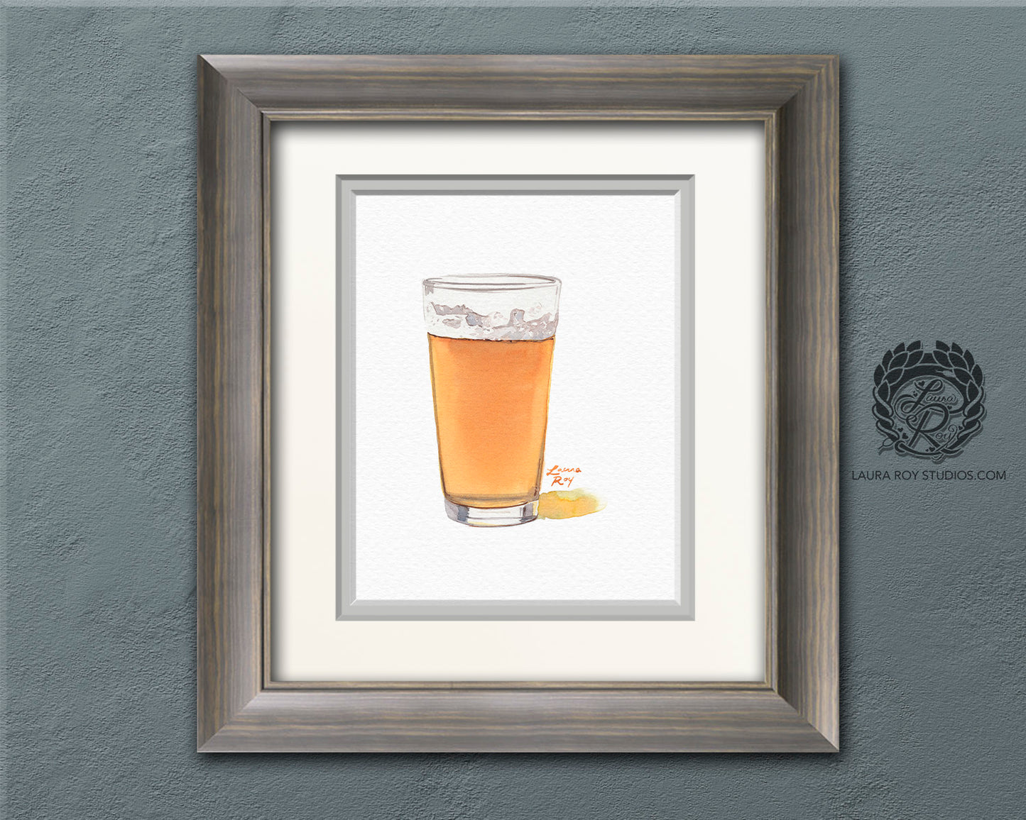 IPA Beer Watercolor Art Print – Pint Glass of Craft Beer with Frothy Head, Bar Decor