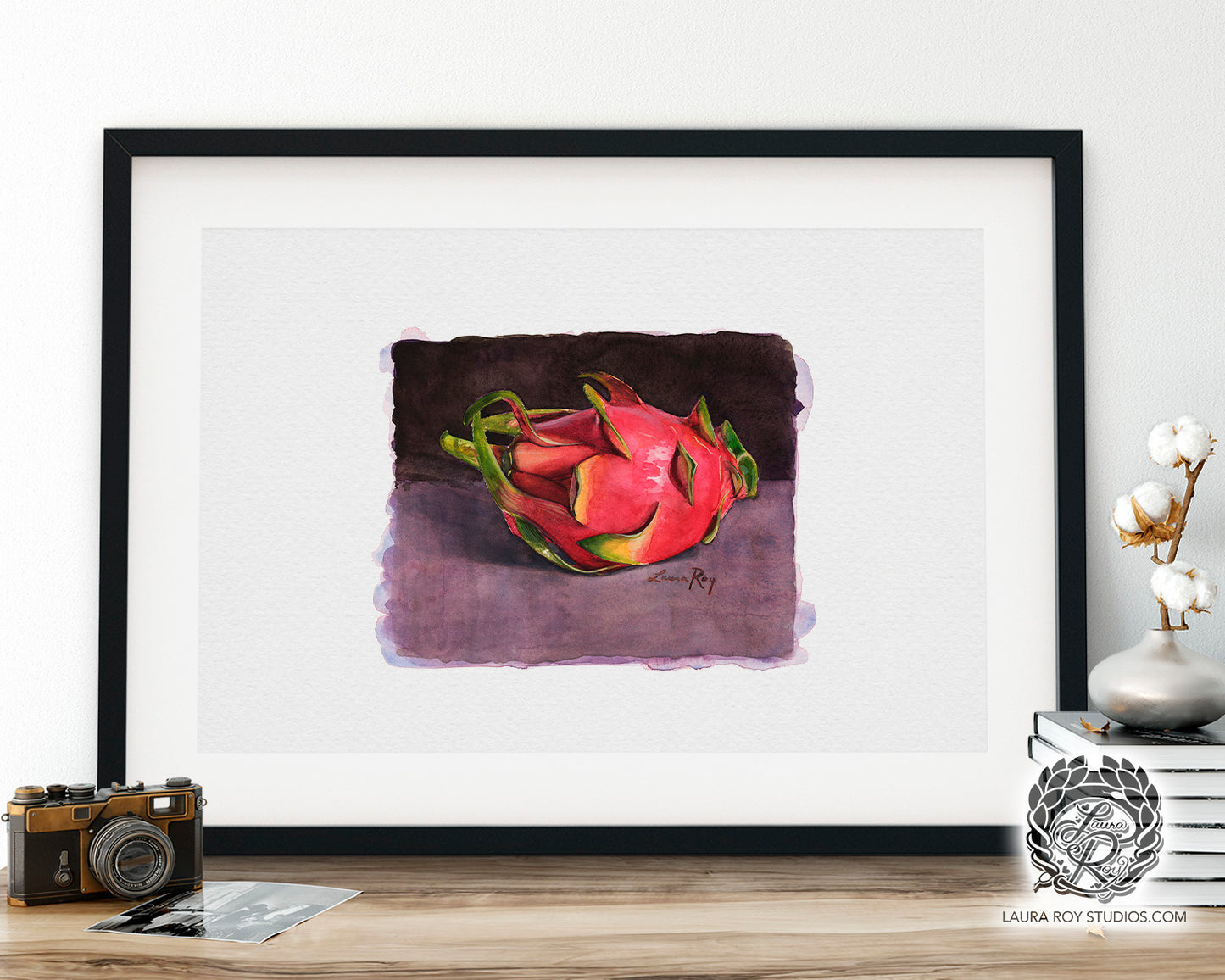Dragon Fruit Watercolor Art Print – Vibrant Tropical Fruit Illustration, Exotic Kitchen Wall Decor