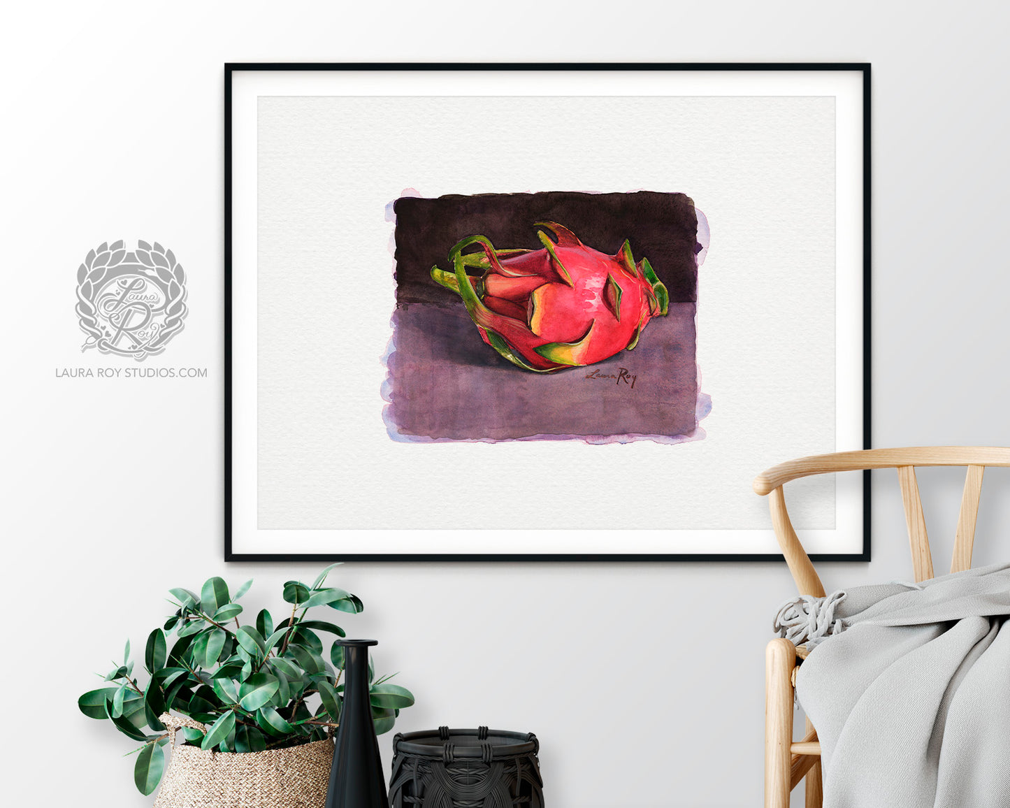 Dragon Fruit Watercolor Art Print – Vibrant Tropical Fruit Illustration, Exotic Kitchen Wall Decor