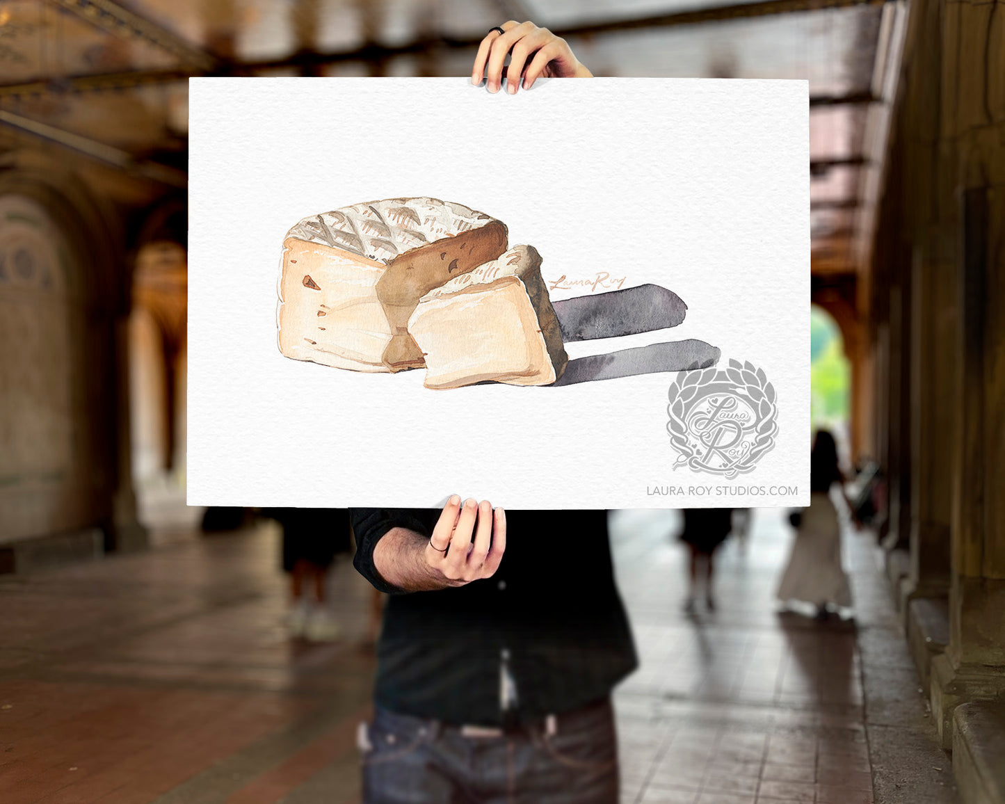 Triple Cream Cheese Watercolor Print – Soft-Ripened Wedge Still Life, Gourmet Food Art, Elegant Kitchen Wall Decor, Giclée Print