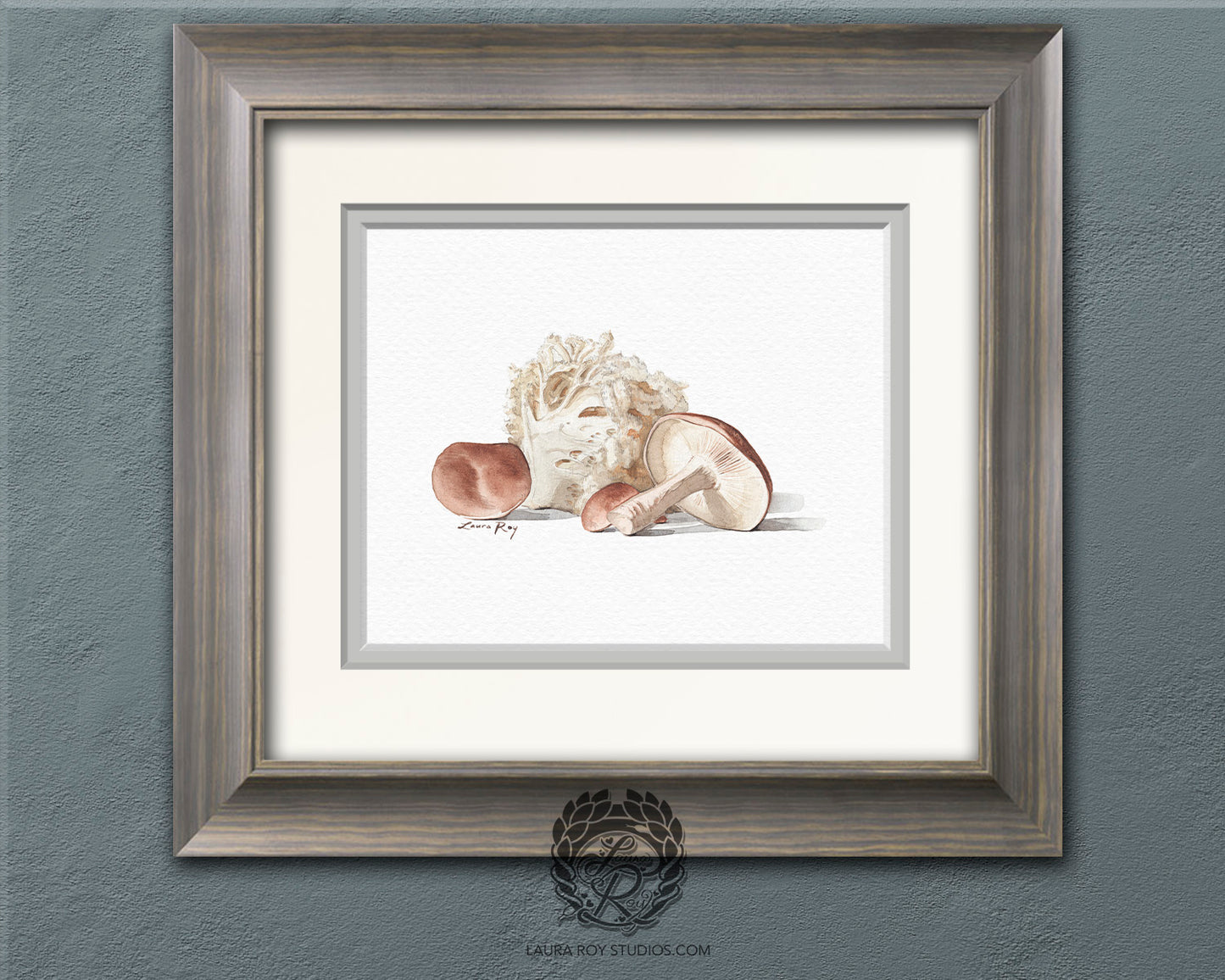 Mushroom Medley Watercolor Art Print – Shiitake and Lion's Mane Illustration, Gourmet Kitchen Decor