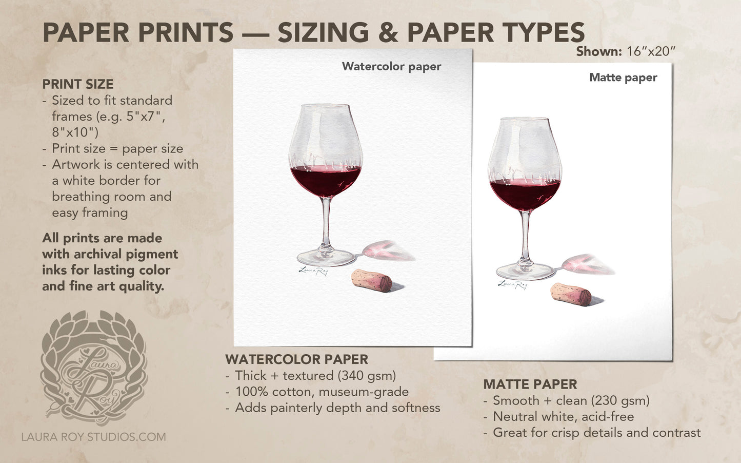 Red Wine Watercolor Art Print – Glass of Pinot Noir with Cork, Elegant Kitchen or Bar
