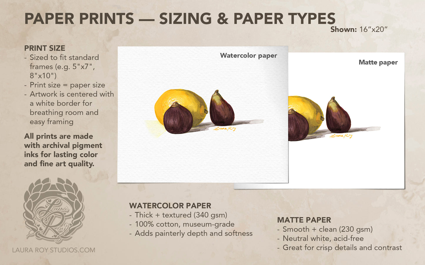 Lemon with Two Figs | Giclée Print