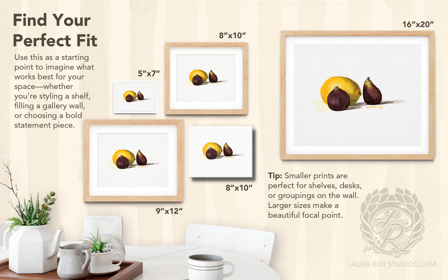 Lemon with Two Figs | Giclée Print