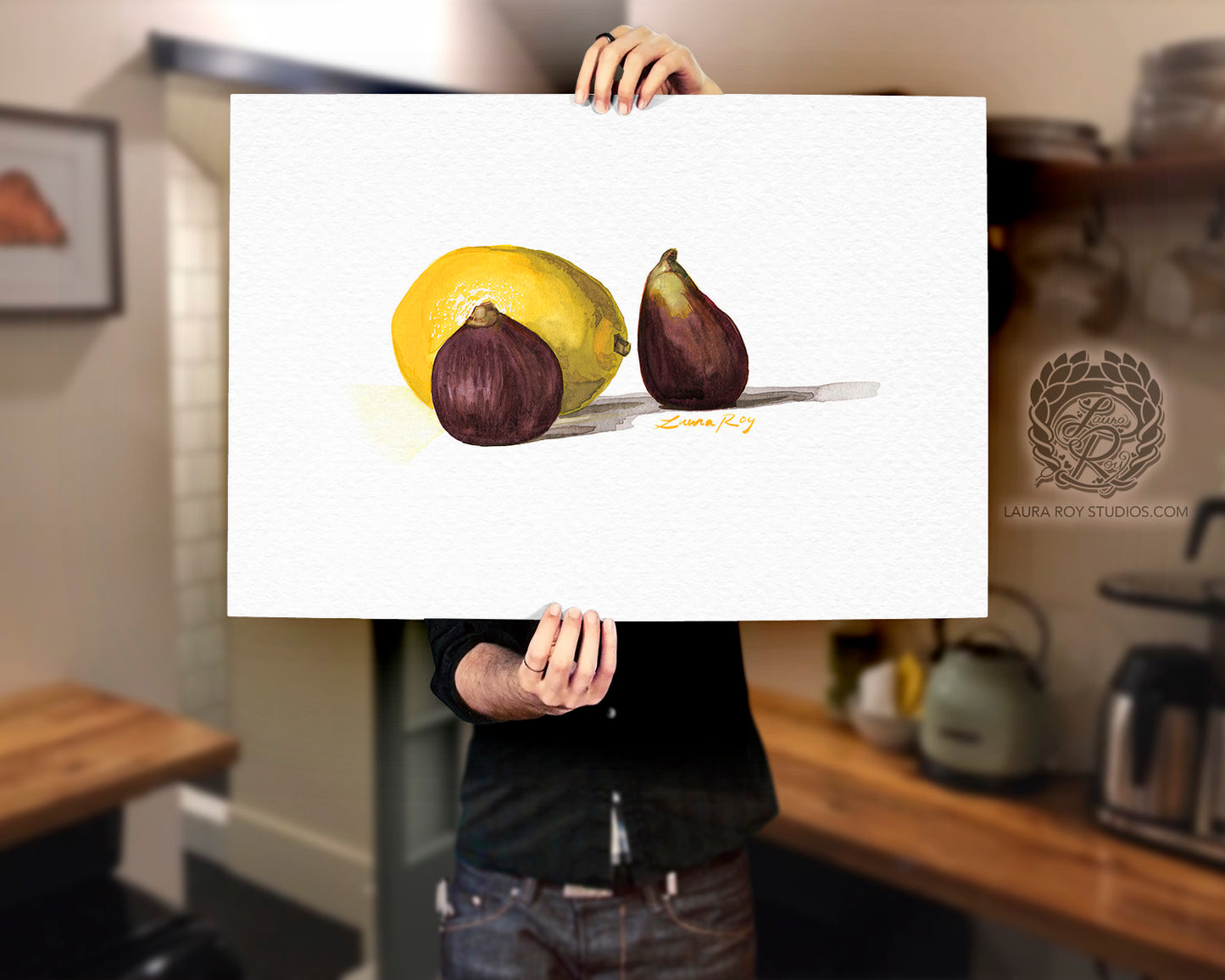 Lemon with Two Figs | Giclée Print