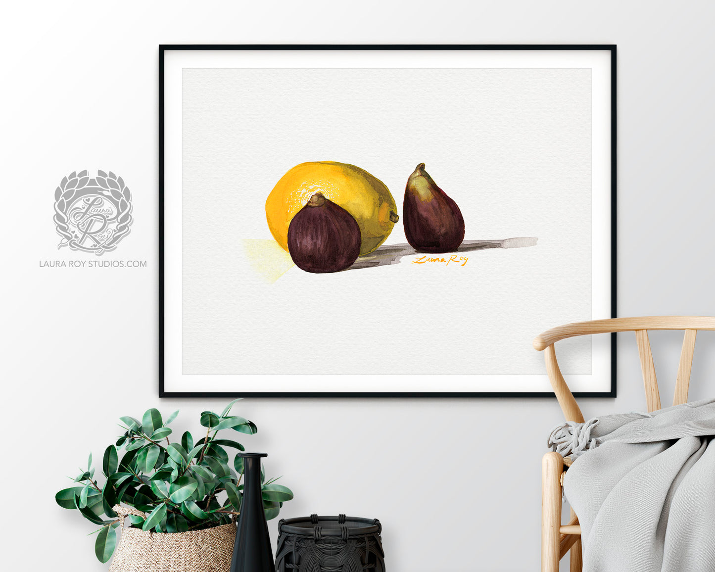 Lemon with Two Figs | Giclée Print