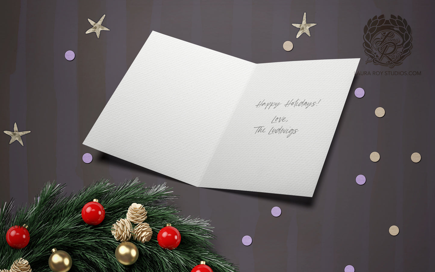 Personalized Elegant Christmas Tree Card - Watercolor & Ink Tree, Customizable Holiday Greeting (Single or Set)
