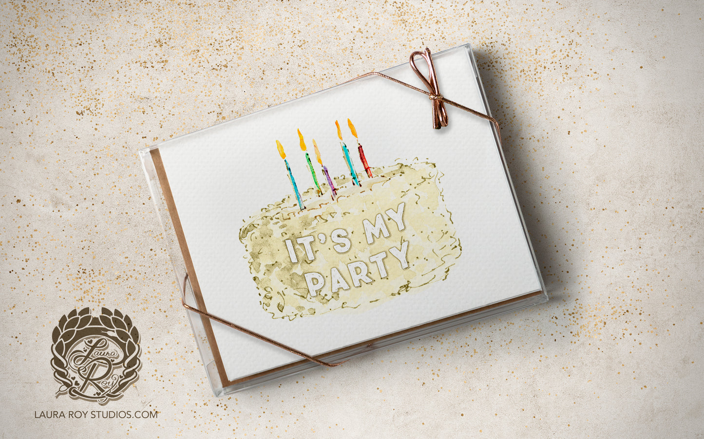 Personalized Birthday Cake with Name Card - Watercolor Cake with Candles, Customizable Number (Single or Set)