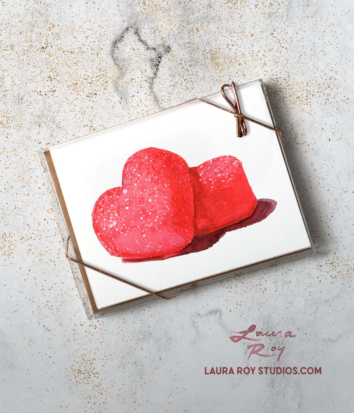 Personalized Sparkly Pink Gummy Heart Candies - Watercolor Valentine's Day Card, Sweetheart Gift for Her or for Him (Single or Set)