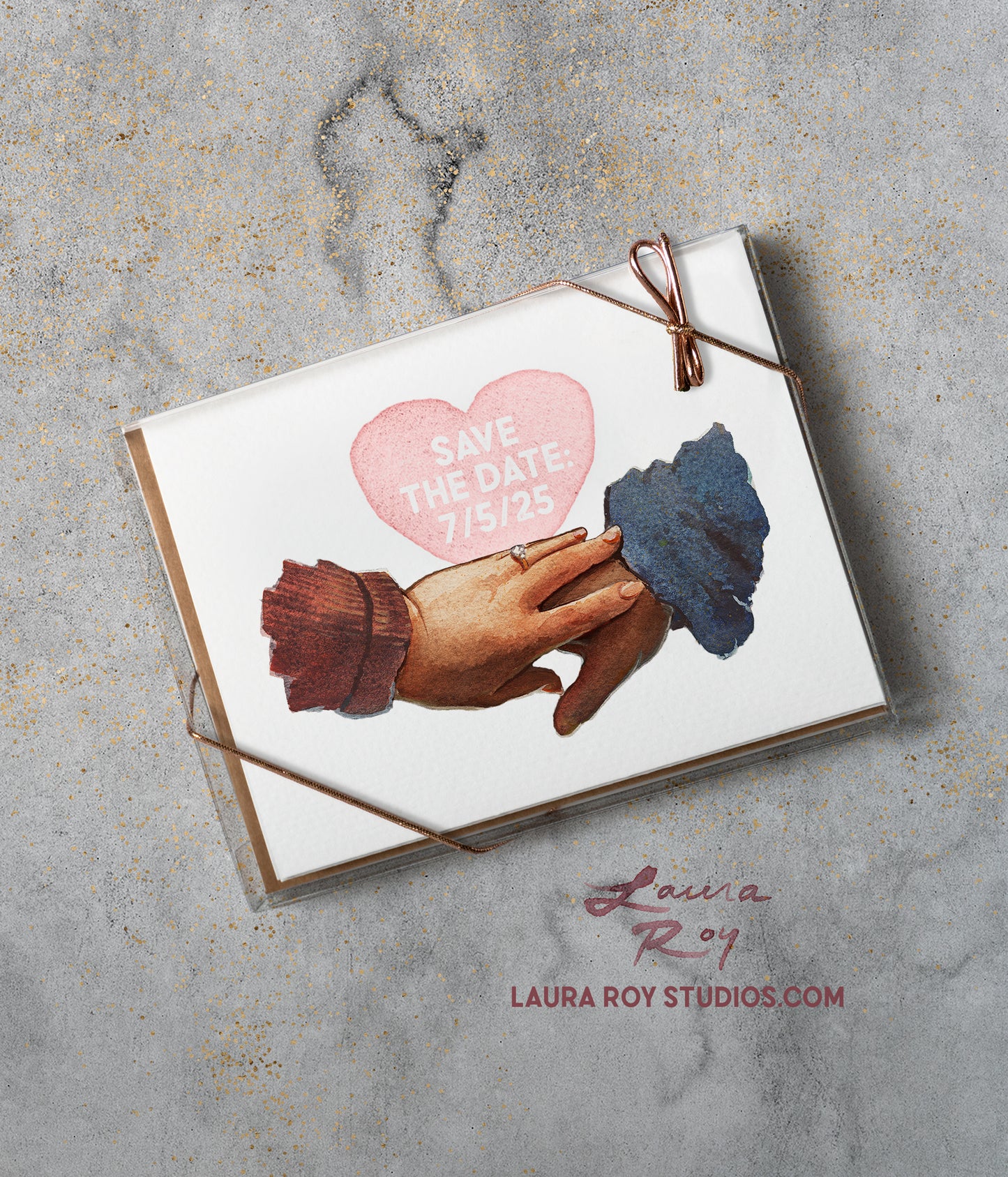 Personalized Hands/Skintones Love Card - Watercolor Hands with Heart Design, Customizable Skin Tones and Special Message (Single or Set)