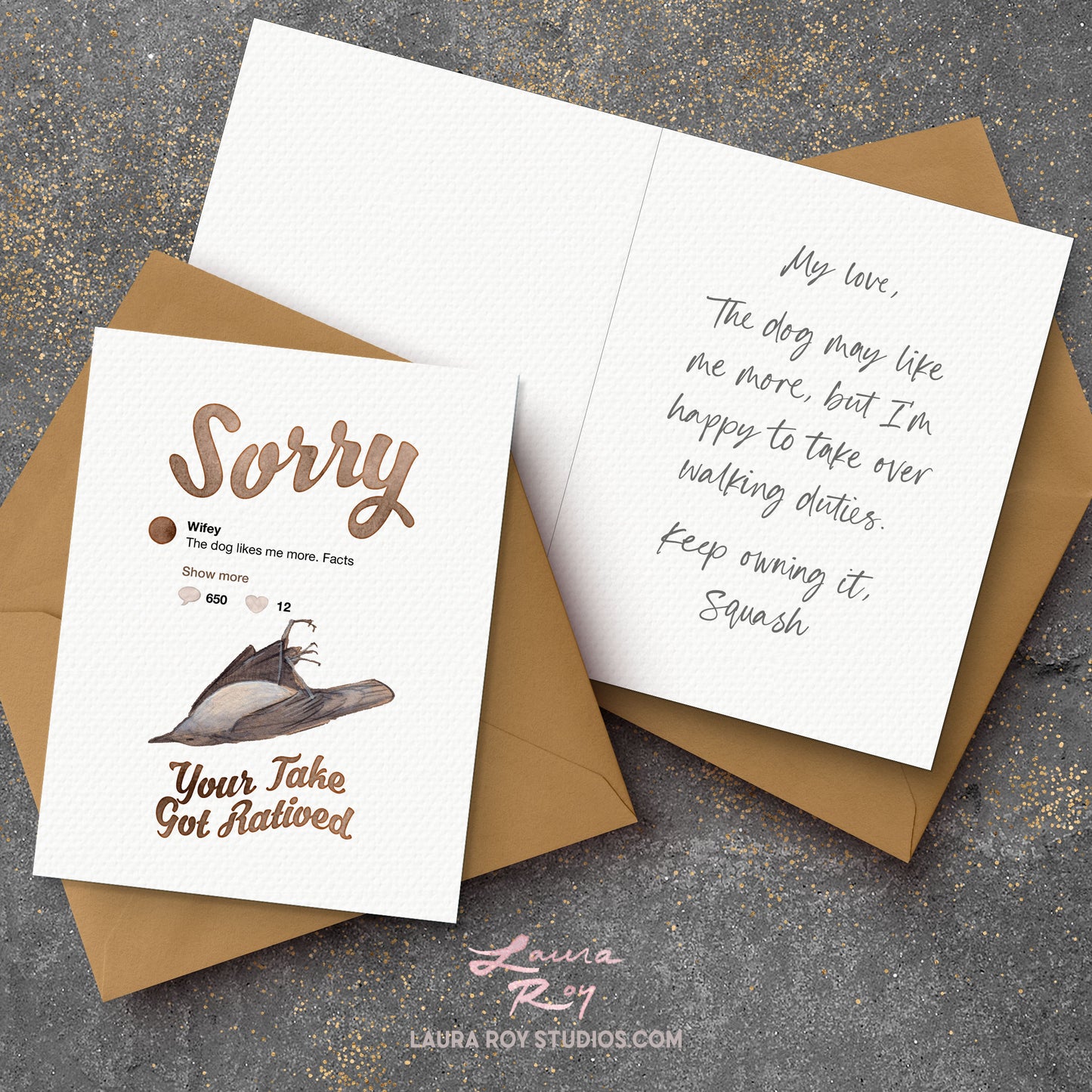 Personalized 'Sorry Your Take Got Ratioed' Card Watercolor Tweet/Post Twitter, X, Instagram, TikTok Banter, Custom Message (Single or Set)