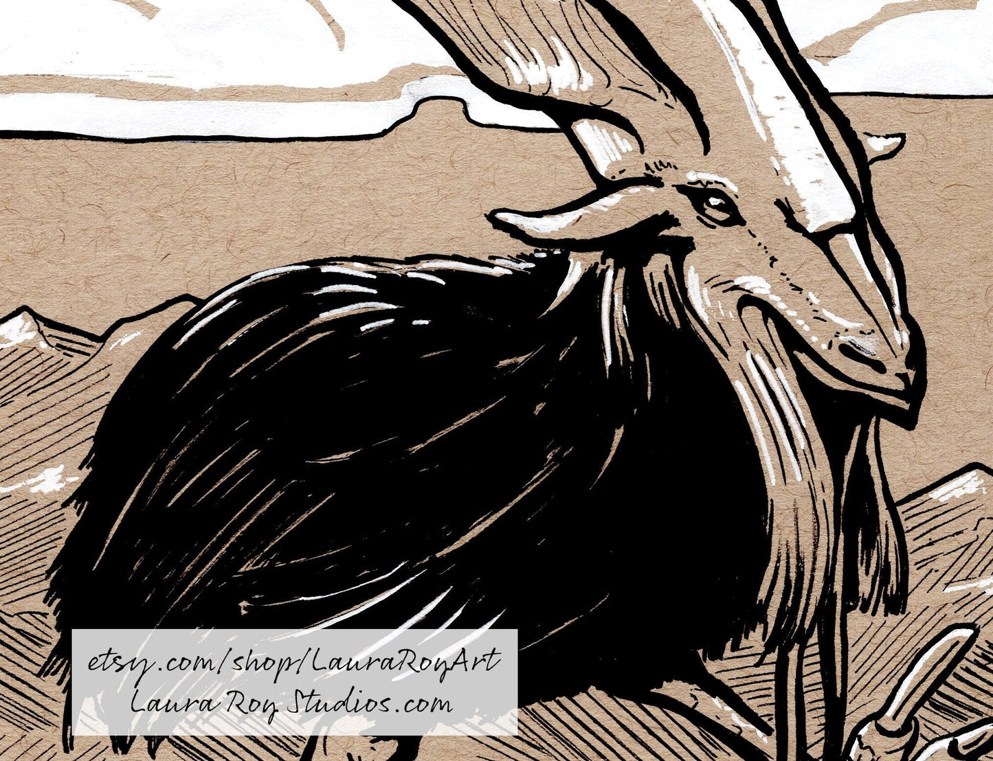 Mountain Bird Whimsical Pen + Ink Giclée Print