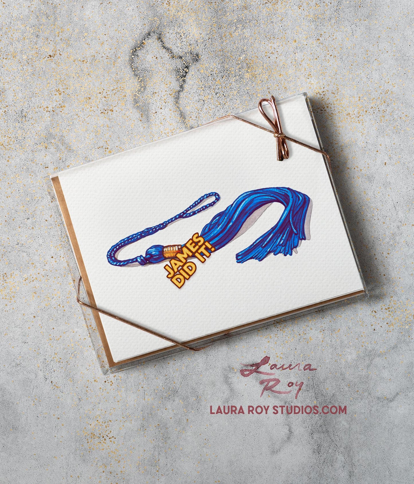 Personalized Watercolor Graduation Card - Watercolor Tassel with Custom Color, and Message (Single or Set)