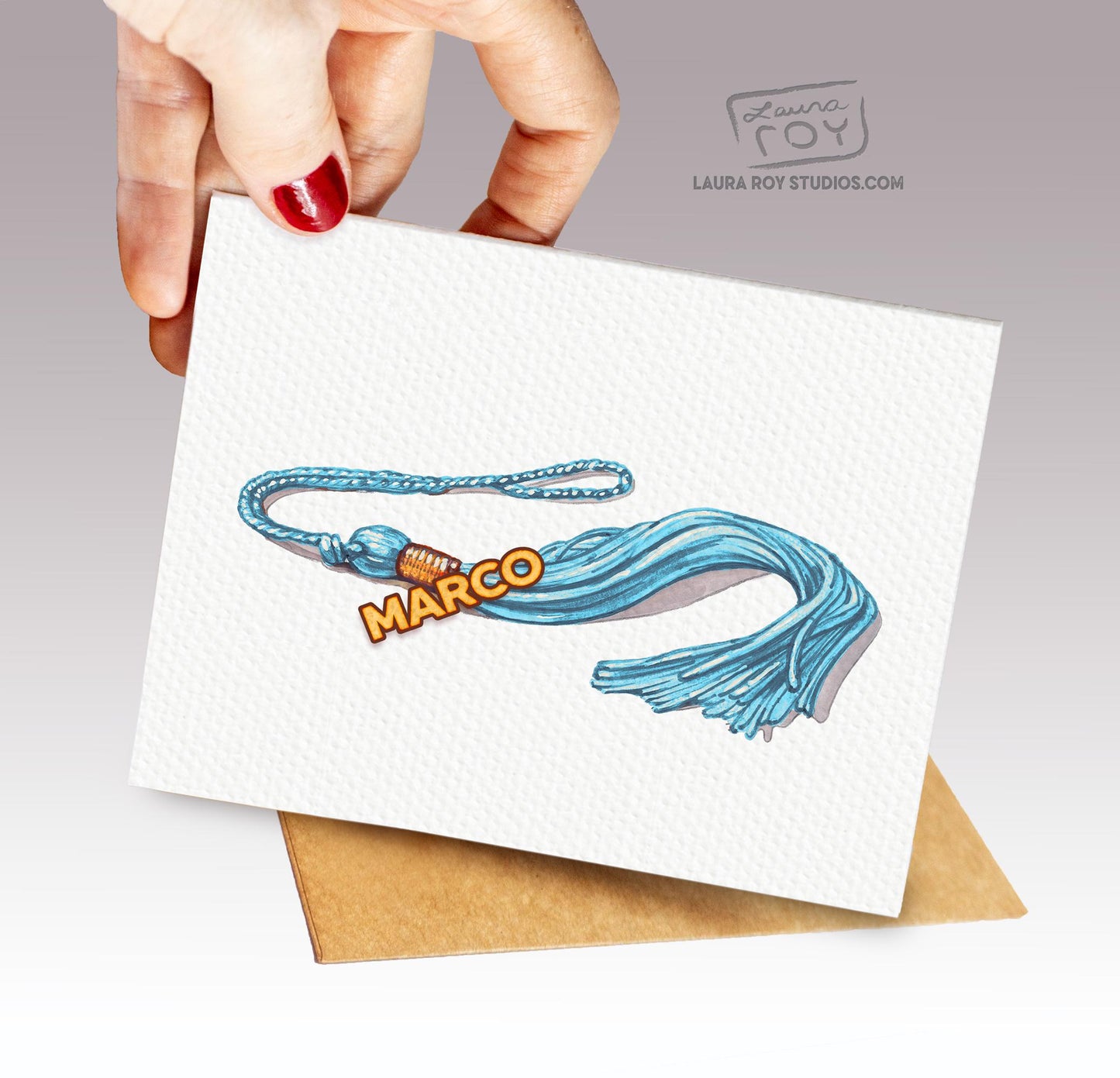Personalized Watercolor Graduation Card - Watercolor Tassel with Custom Color, and Message (Single or Set)