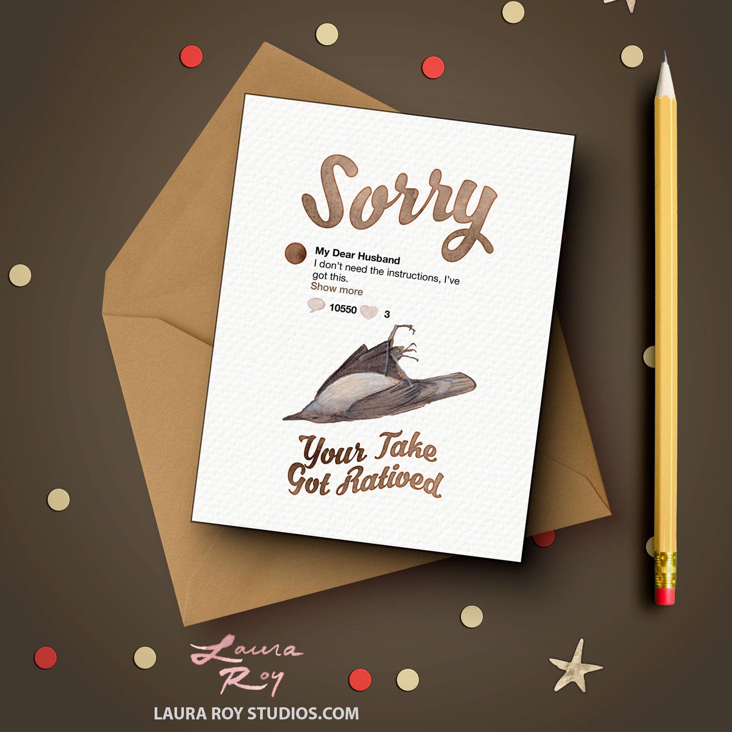 Personalized 'Sorry Your Take Got Ratioed' Card Watercolor Tweet/Post Twitter, X, Instagram, TikTok Banter, Custom Message (Single or Set)