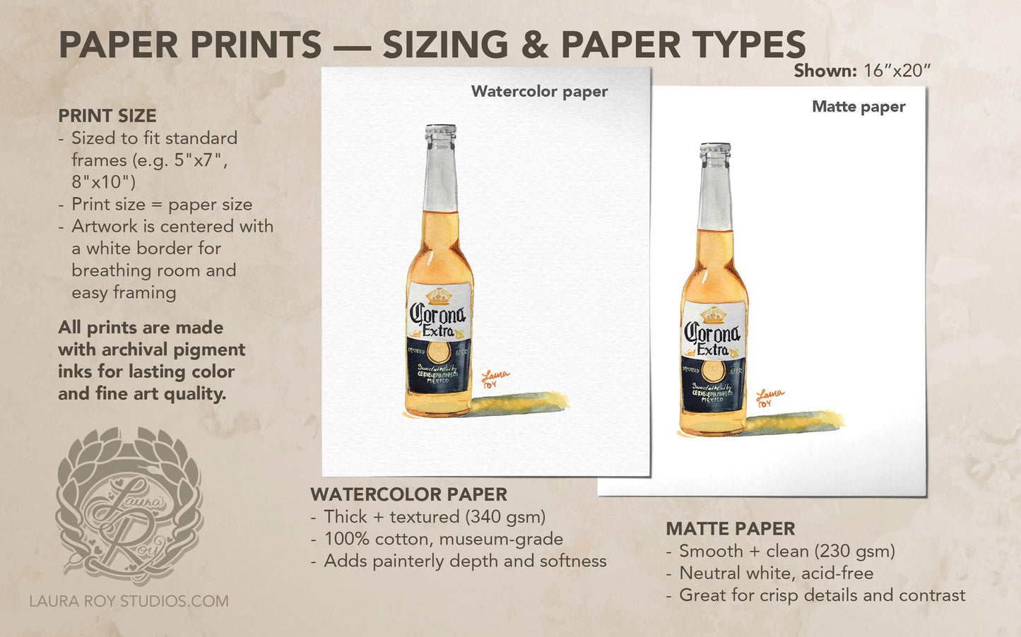 Corona Extra Watercolor | Giclée Print - LauraRoyArt
