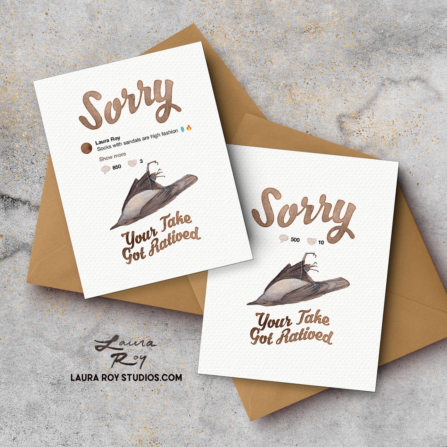 Personalized 'Sorry Your Take Got Ratioed' Card Watercolor Tweet/Post Twitter, X, Instagram, TikTok Banter, Custom Message (Single or Set)