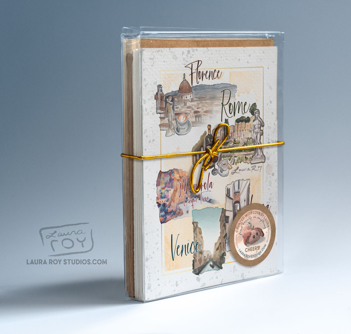 Personalized Italy Travel Card - Watercolor Florence, Rome, Venice, Cinque Terre, Lucca for Weddings, Honeymoons & Trips (Single or Set)