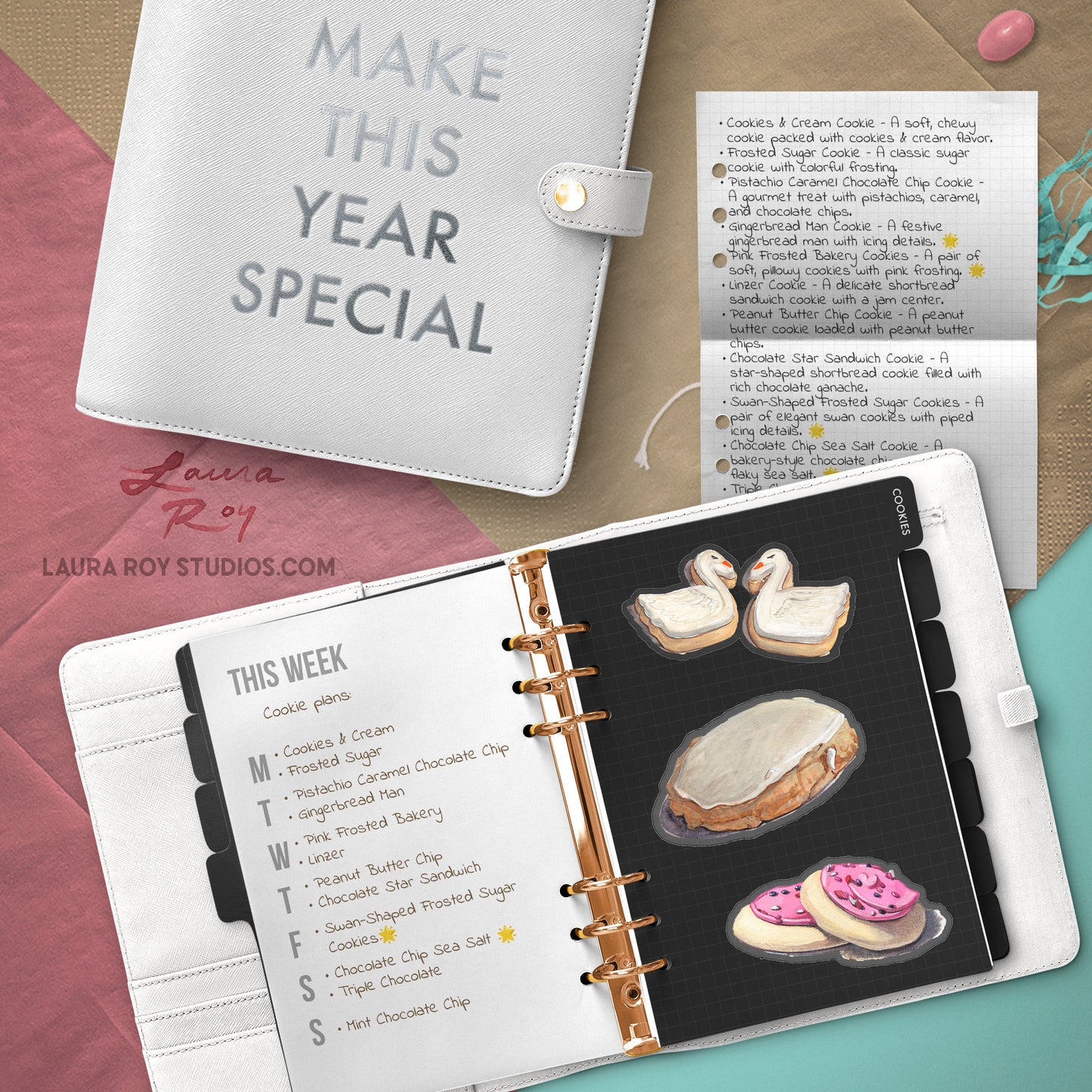 Watercolor Sticker: Pink Frosted Soft Sugar Cookies - Transparent Vinyl, Waterproof, 3.5 inch