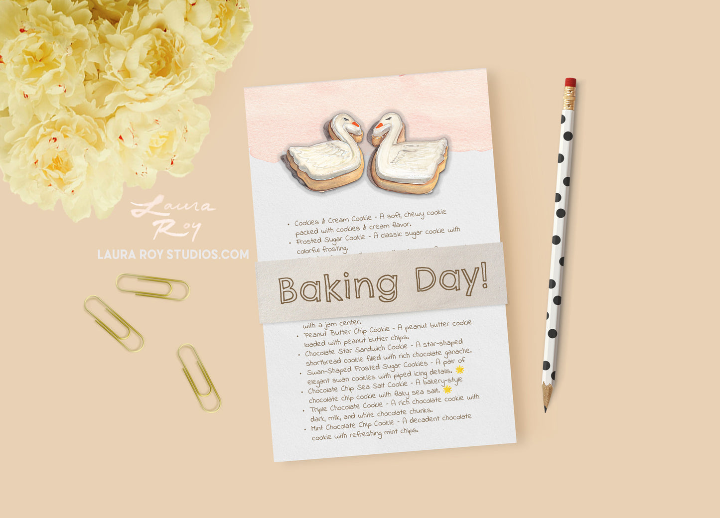 Watercolor Sticker: Swans Frosted Sugar Cookies - Transparent Vinyl, Waterproof, 3.5 inch