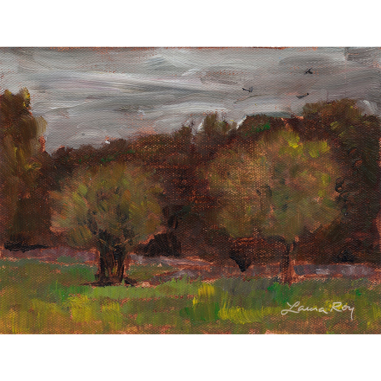 Storm over Trees and a Stone Wall