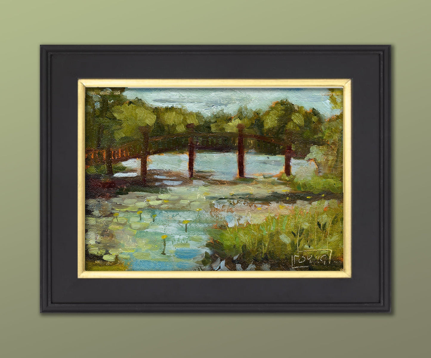 Water Lilies Original Oil Painting Original Landscape Painting Office Decor Gifts for Dad Cabin Wall Decor Kitchen Wall Decor