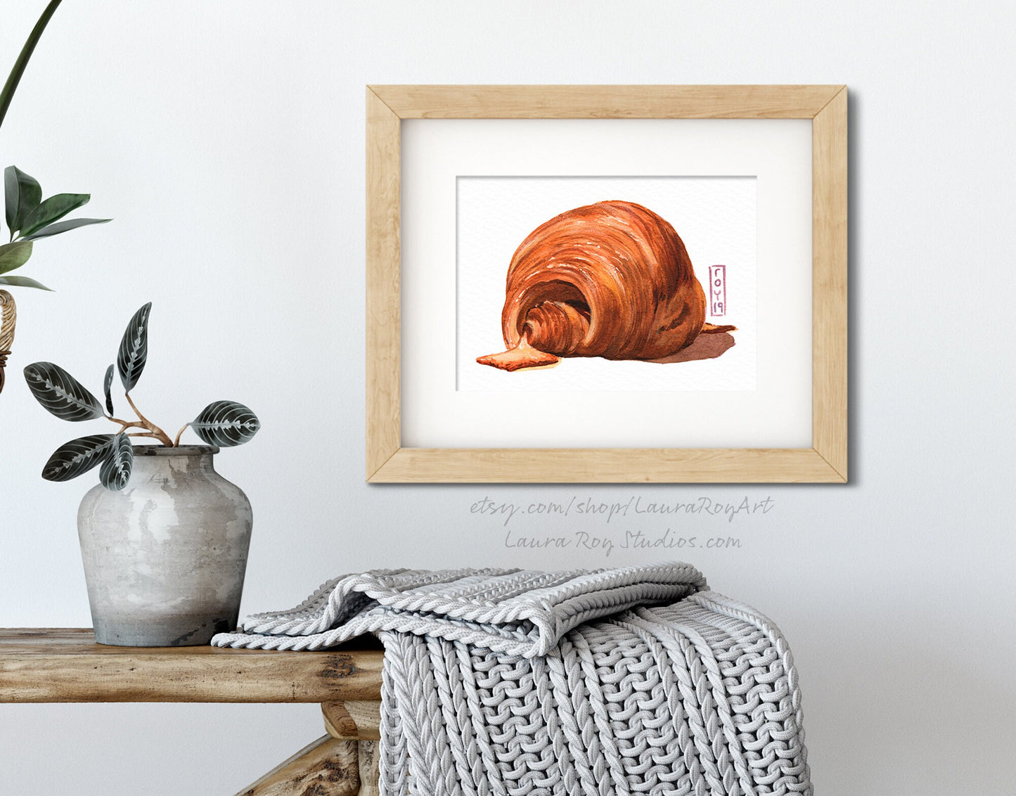 Croissant au Jambon Fromage Watercolor Giclée Print | Ham and Cheese Croissant