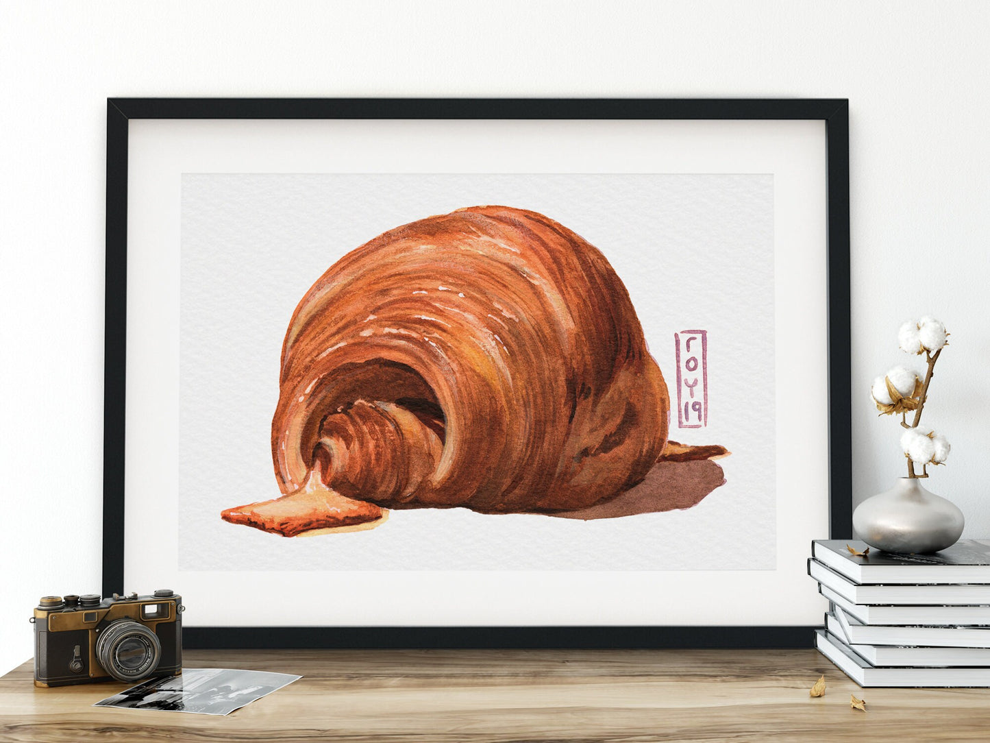 Croissant au Jambon Fromage Watercolor Giclée Print | Ham and Cheese Croissant