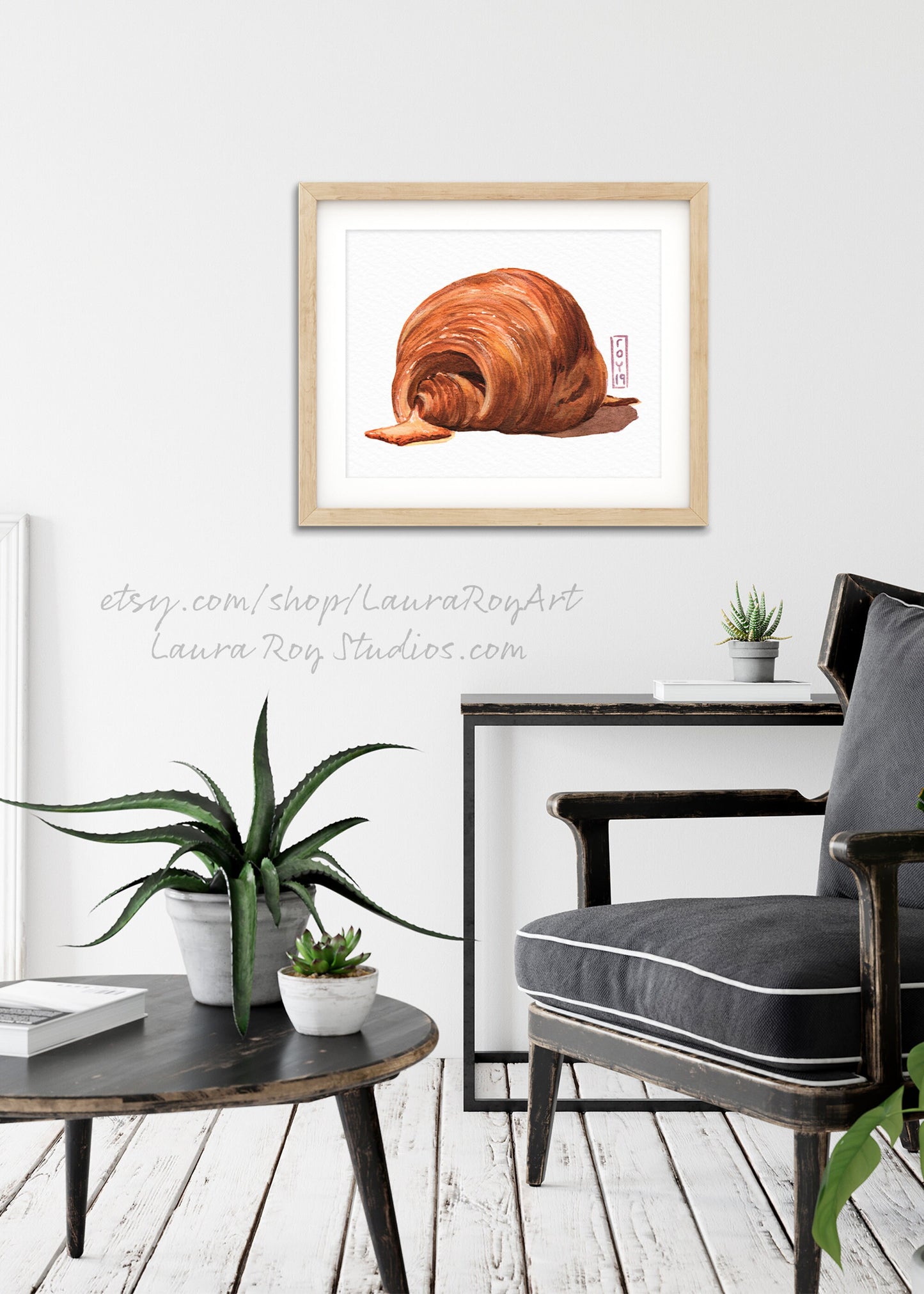 Croissant au Jambon Fromage Watercolor Giclée Print | Ham and Cheese Croissant