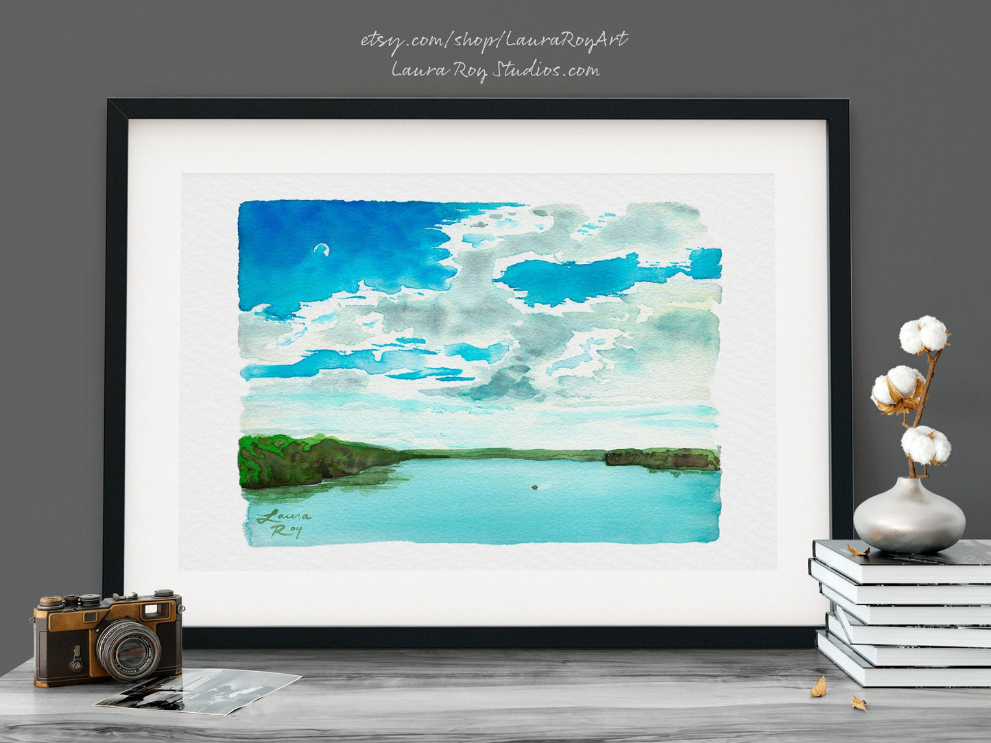 Moon over Mississippi Watercolor | Giclée Print