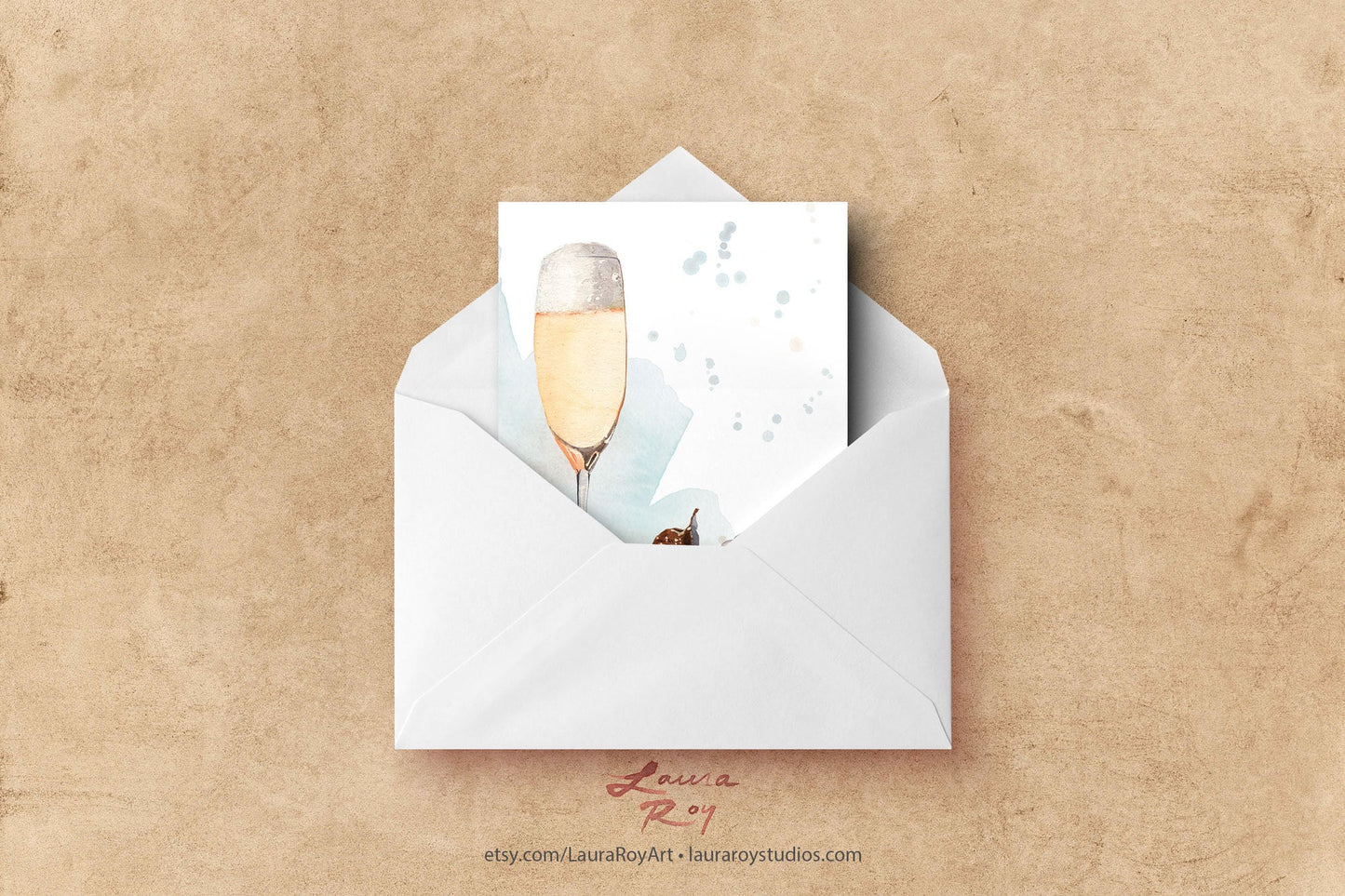 Personalized Champagne Toast Congratulations Card – Watercolor Cheers for Wedding, Promotion, Engagement, or Anniversary (Single or Set)