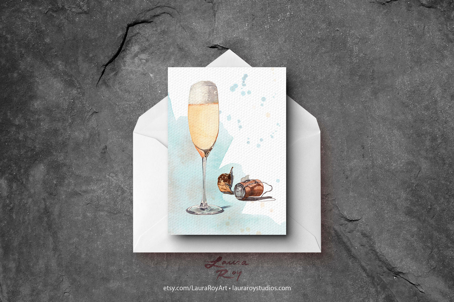 Personalized Champagne Toast Congratulations Card – Watercolor Cheers for Wedding, Promotion, Engagement, or Anniversary (Single or Set)