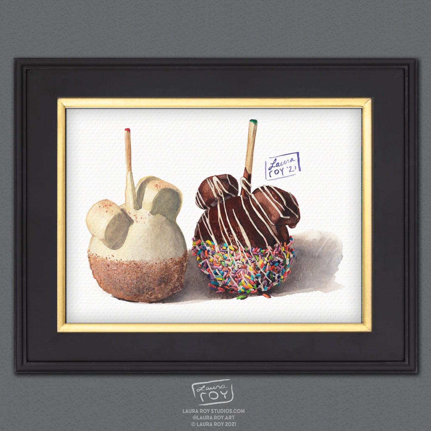 Mickey Caramel Apples Watercolor | Giclée Print