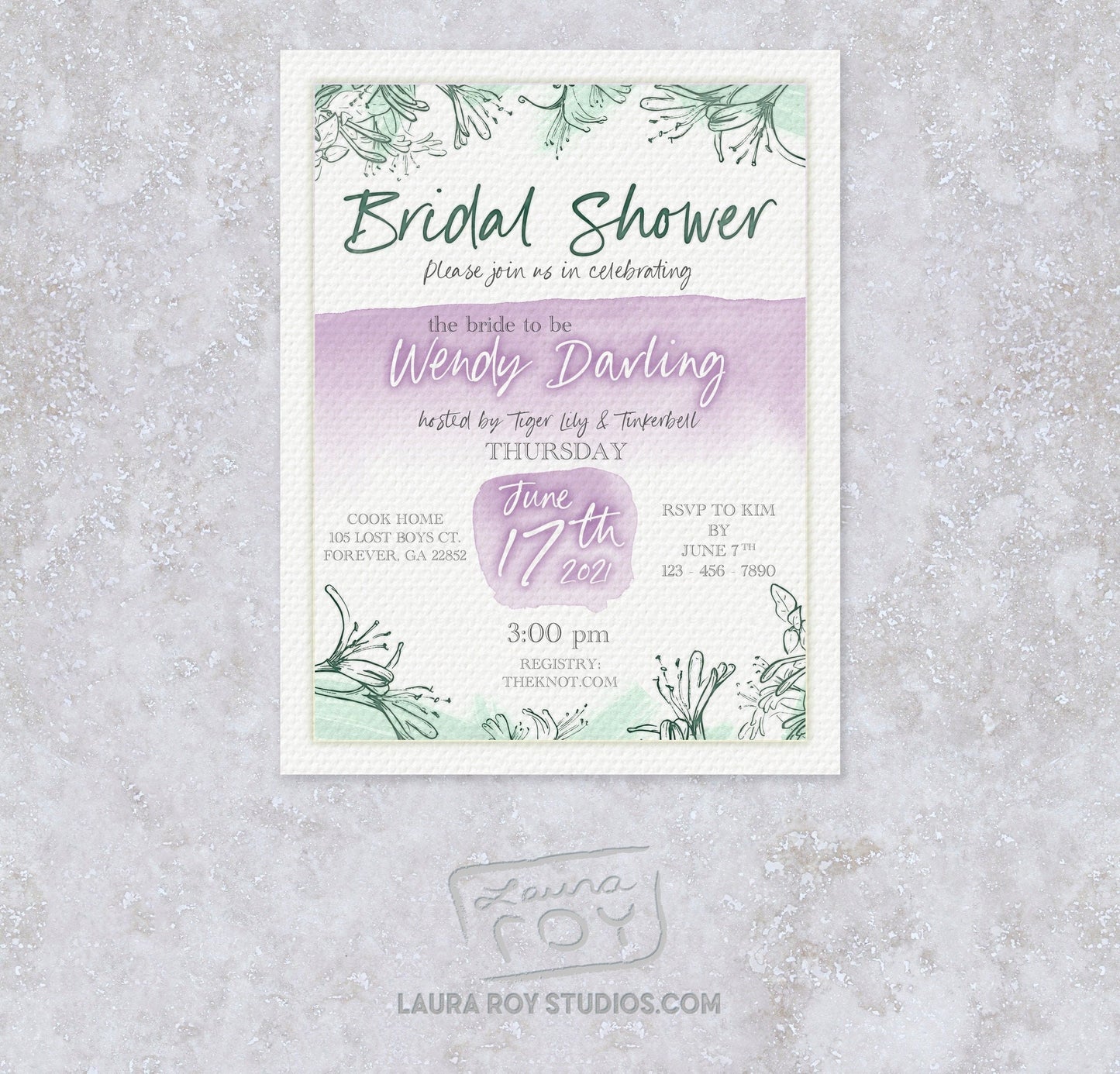 Watercolor Bridal Shower Invitations + Party Starter Pack | Floral Pattern Customizable