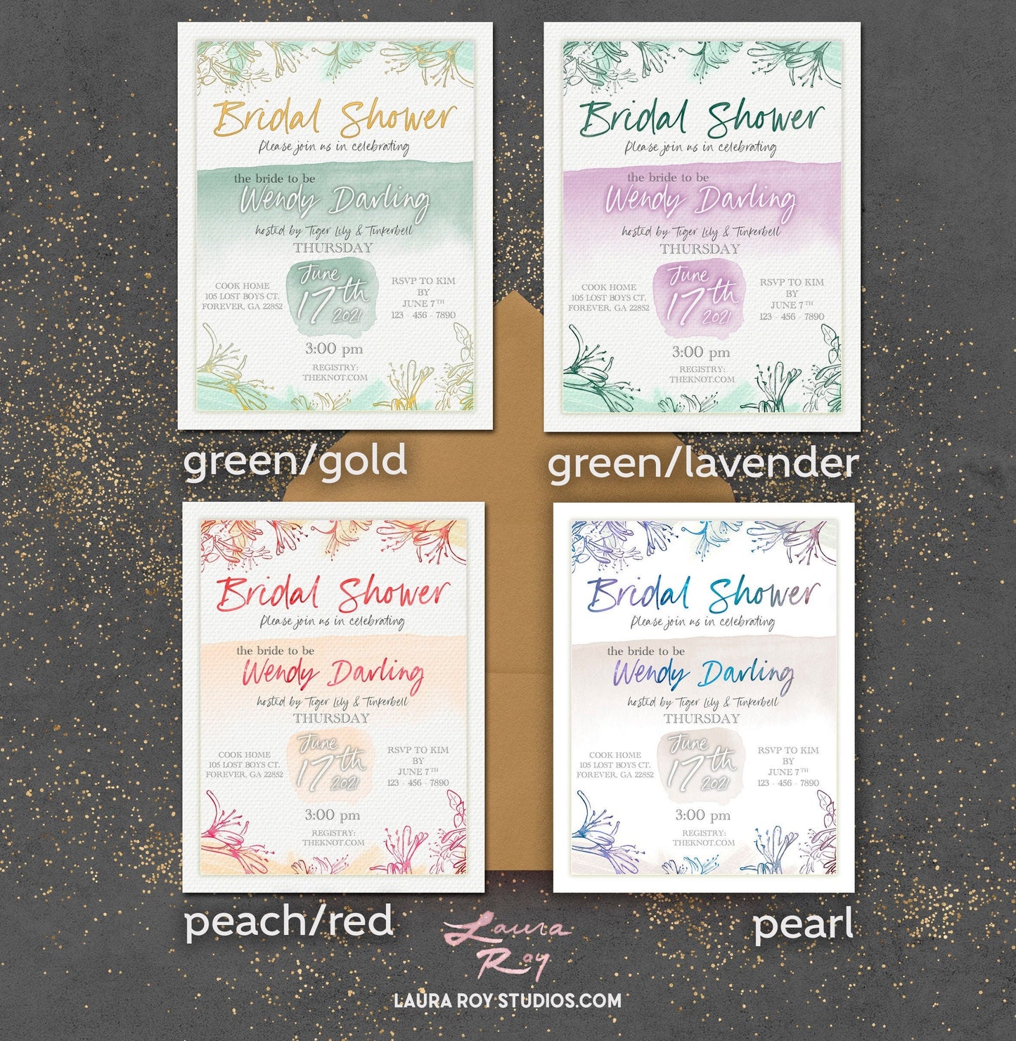 Watercolor Bridal Shower Invitations + Party Starter Pack | Floral Pattern Customizable