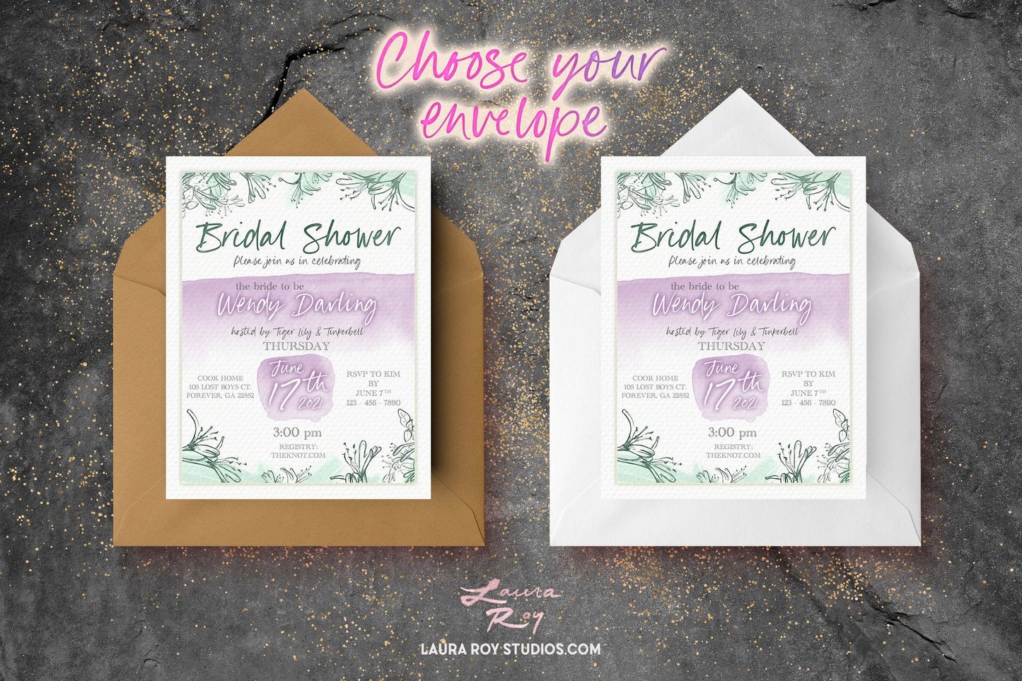 Watercolor Bridal Shower Invitations + Party Starter Pack | Floral Pattern Customizable