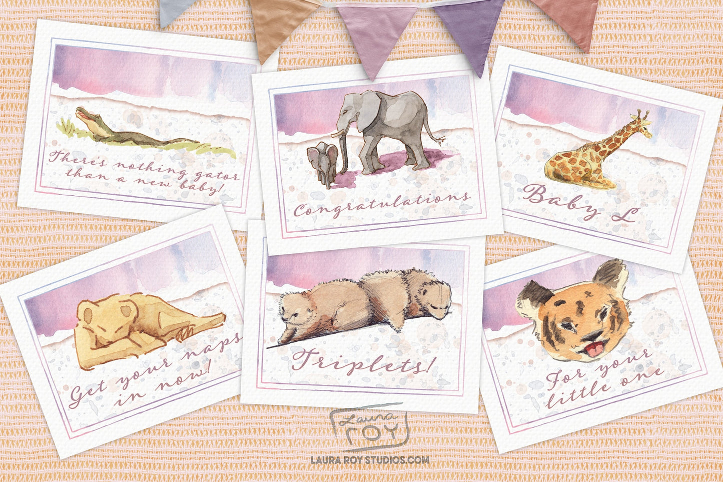 Watercolor Animals Custom Card/Set