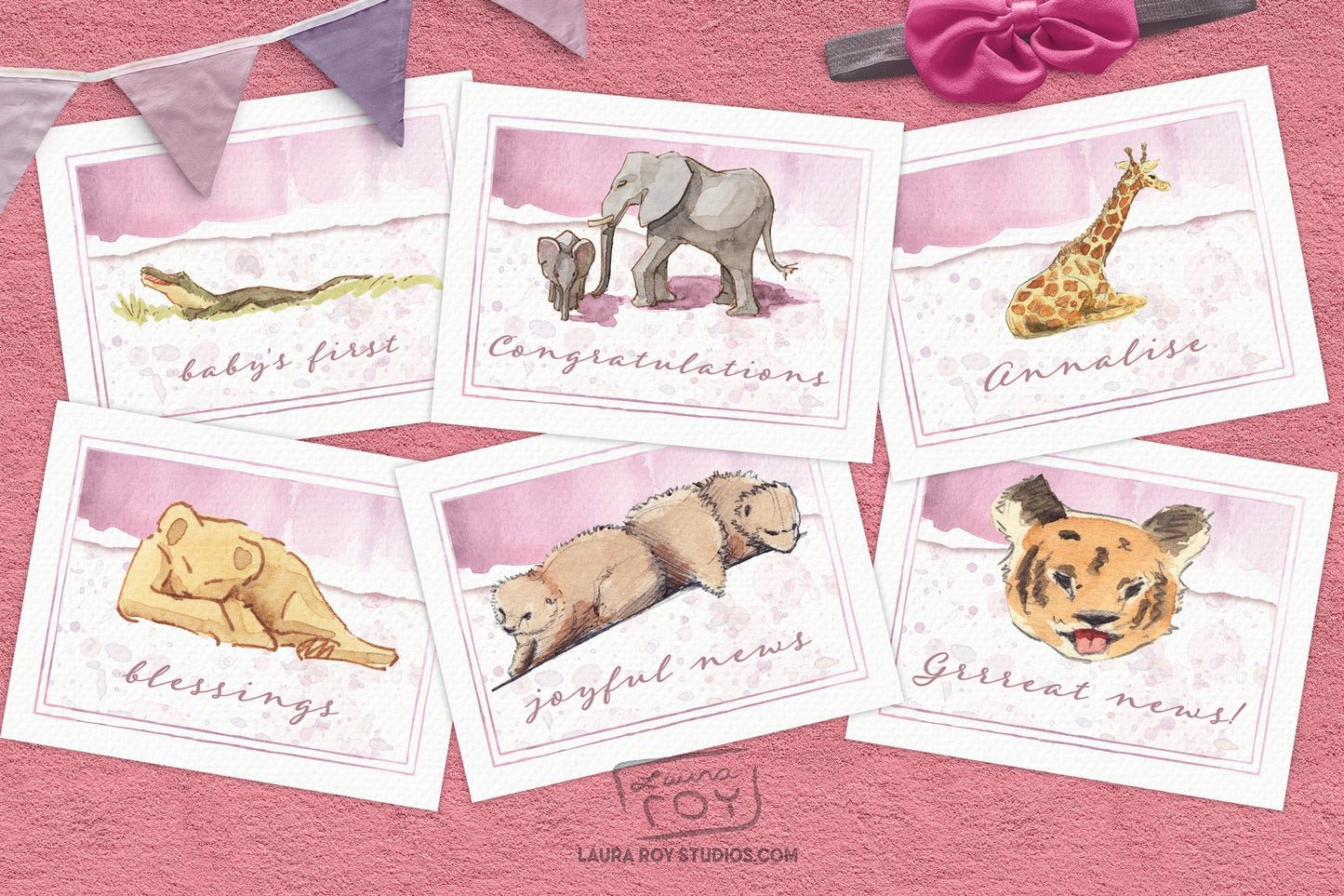 Watercolor Animals Custom Card/Set