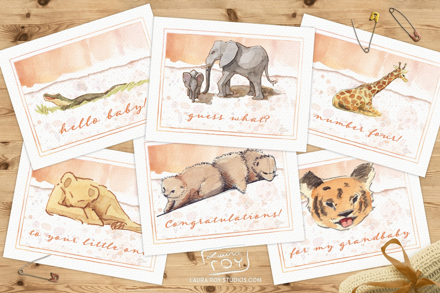 Watercolor Animals Custom Card/Set