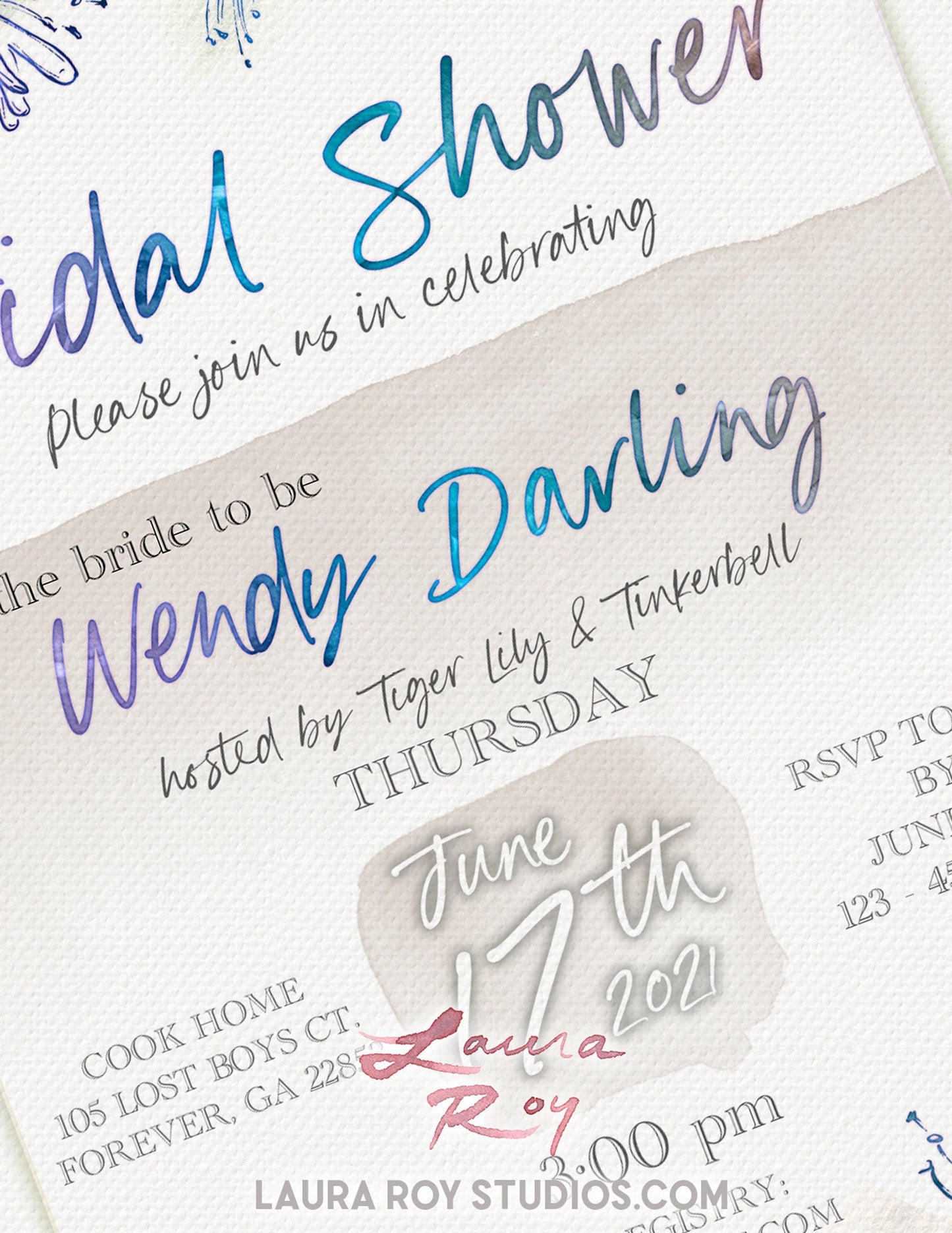 Watercolor Bridal Shower Invitations + Party Starter Pack | Floral Pattern Customizable