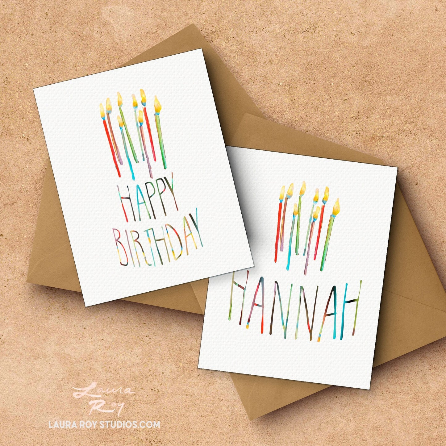 Personalized Happy Birthday Candle Arc Card – Colorful Flickering Candles and Customizable Greeting (Single or Set)