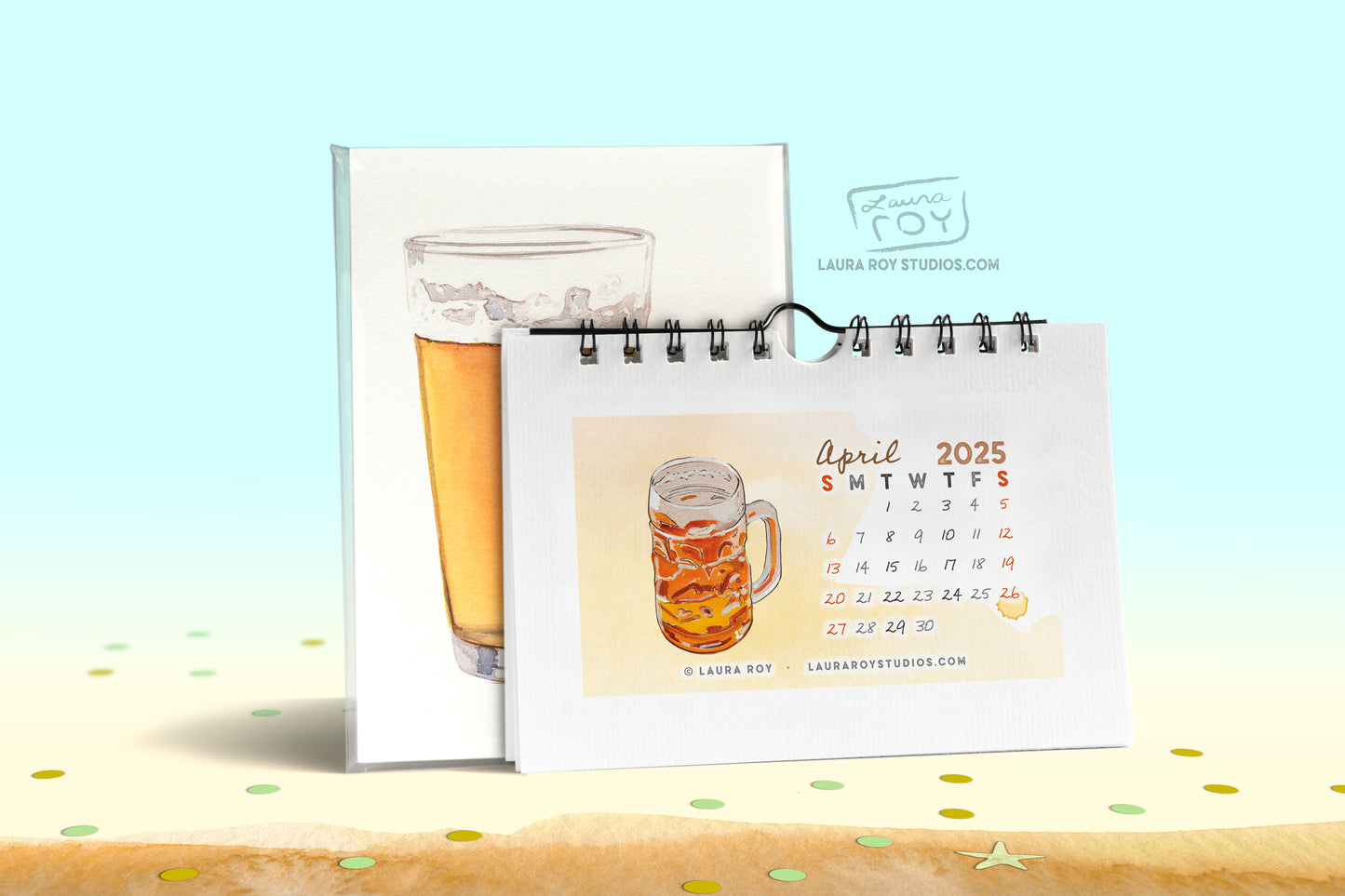 2025 Beer + Trivia Mini Watercolor Calendar – Handcrafted Art, Monthly Beer Trivia, Perfect Gift for Beer Lovers & Trivia Fans