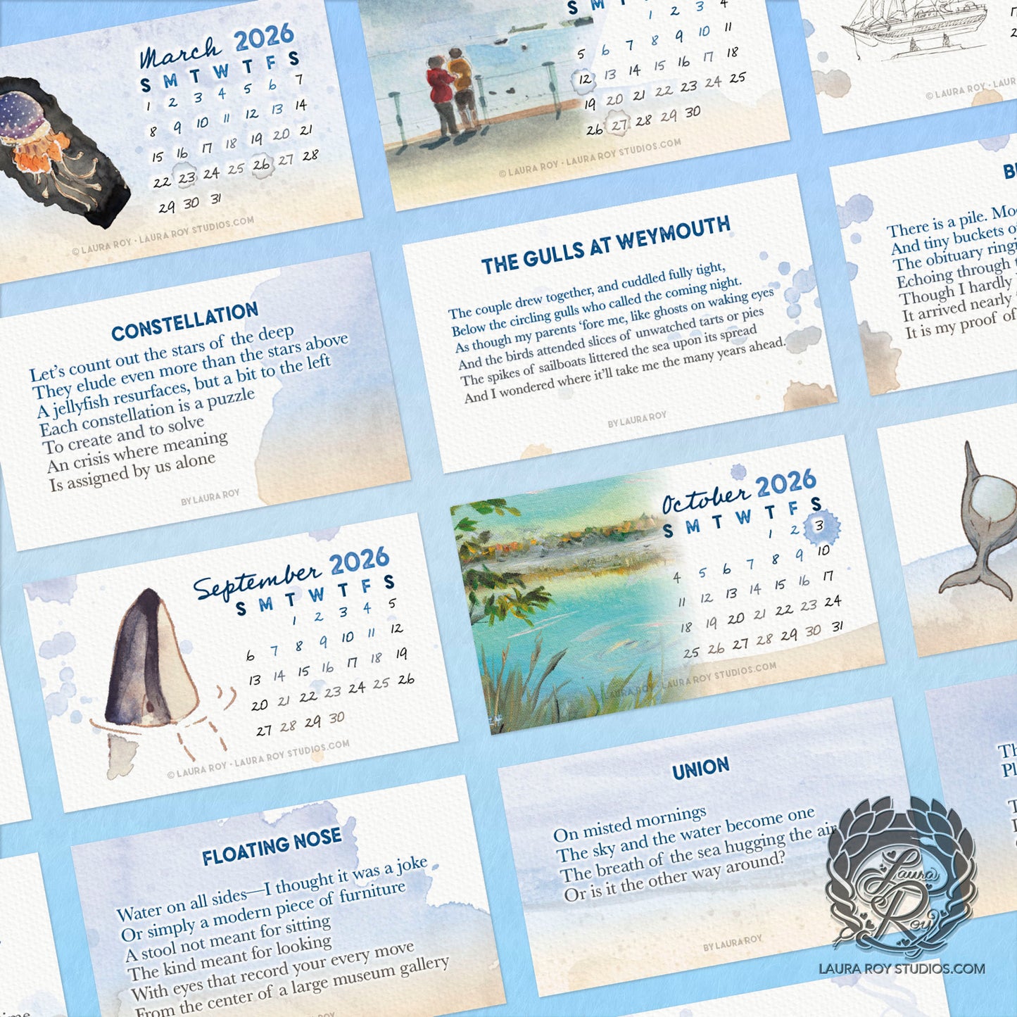 2026 Beach Mini Art Calendar