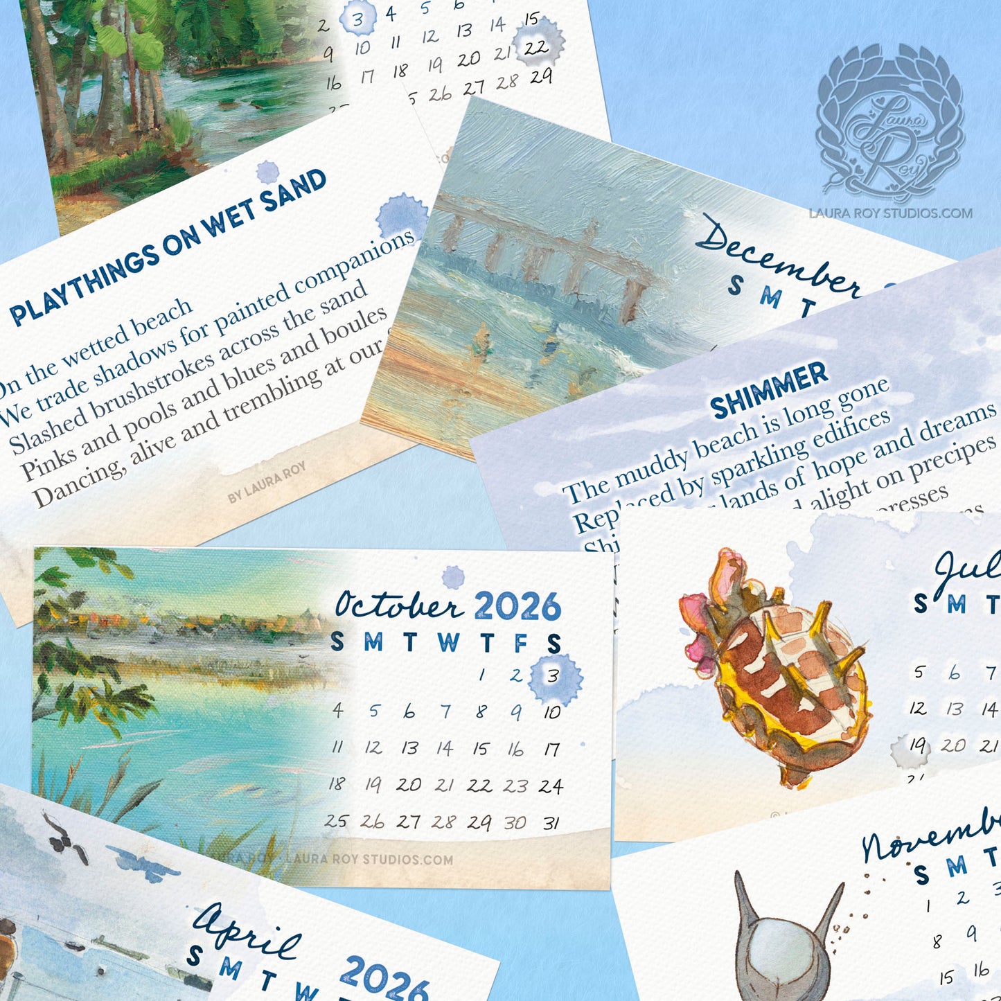 2026 Beach Mini Art Calendar
