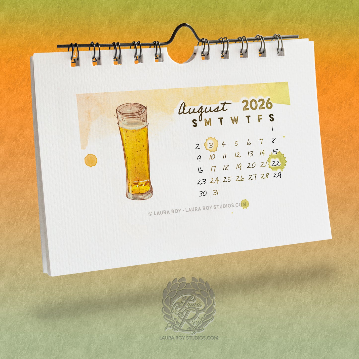2026 Beer + Trivia Mini Watercolor Calendar