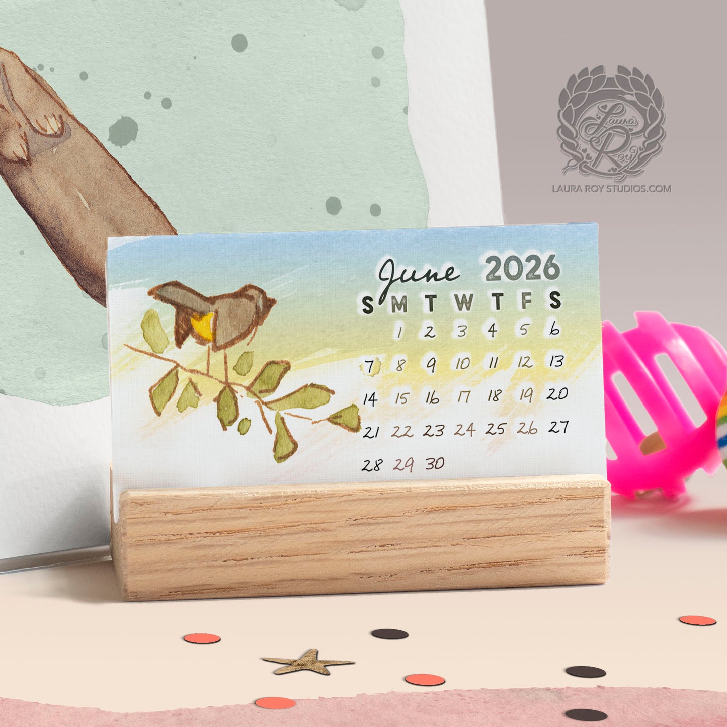 2026 Birds Watercolor Mini Calendar