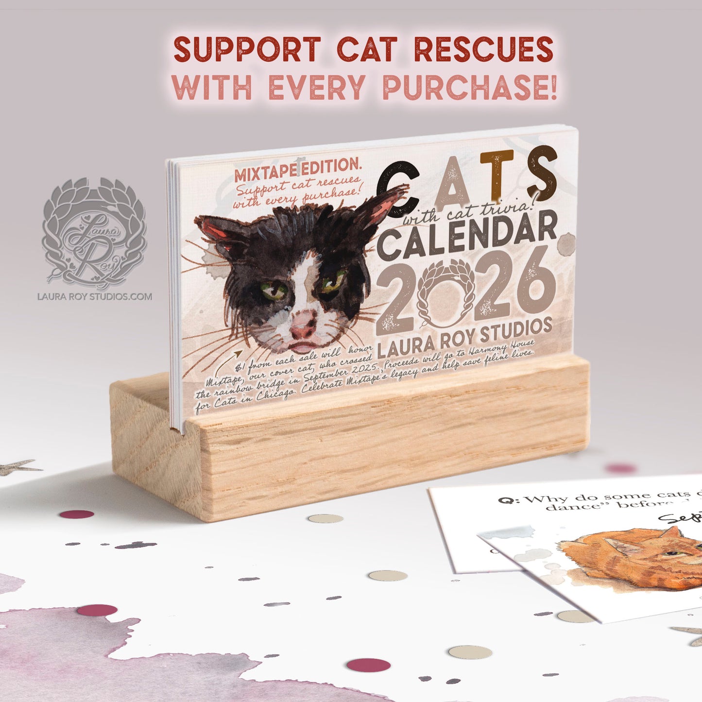 2026 Cats Mini Calendar - Mixtape Rescue Cats Edition