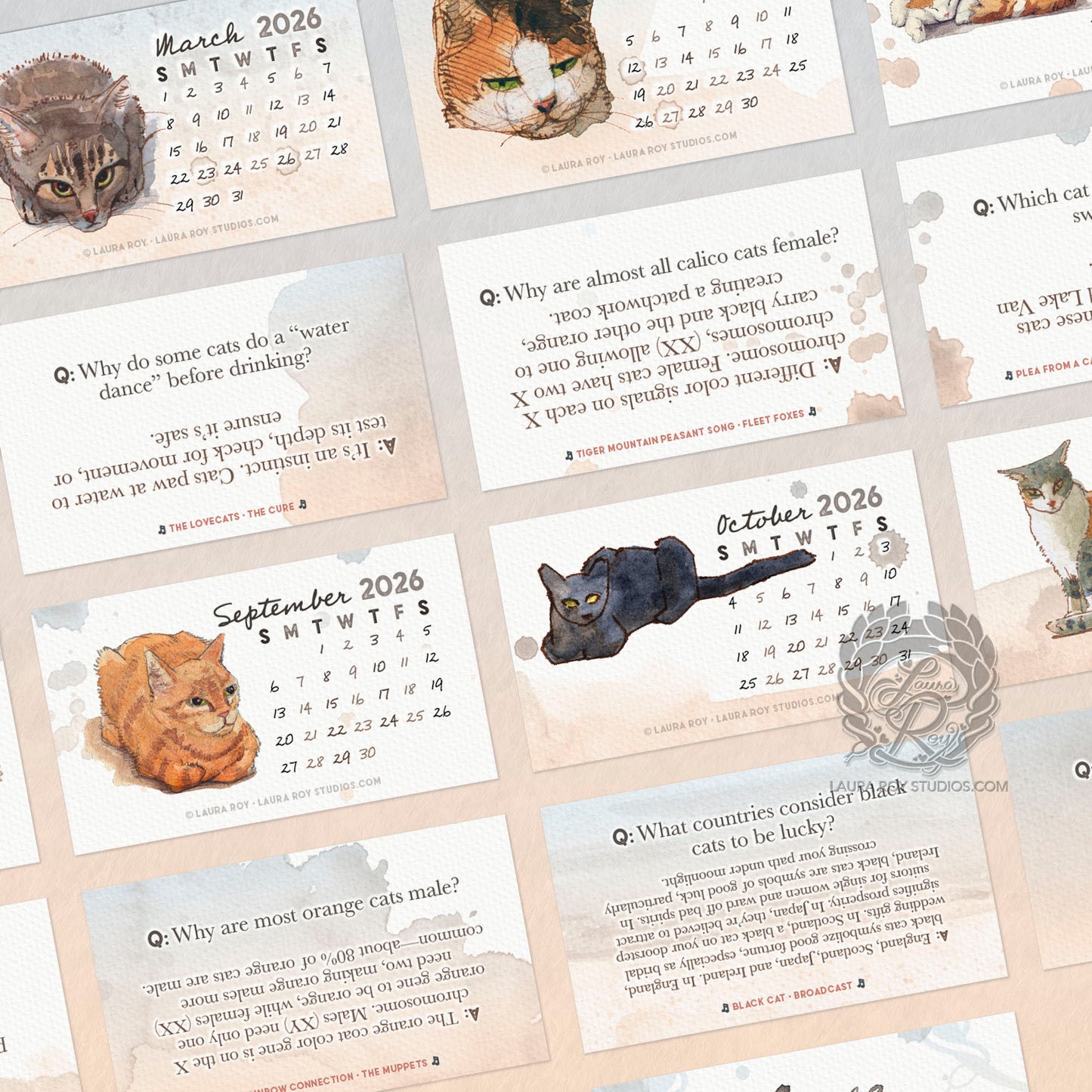 2026 Cats Mini Calendar - Mixtape Rescue Cats Edition