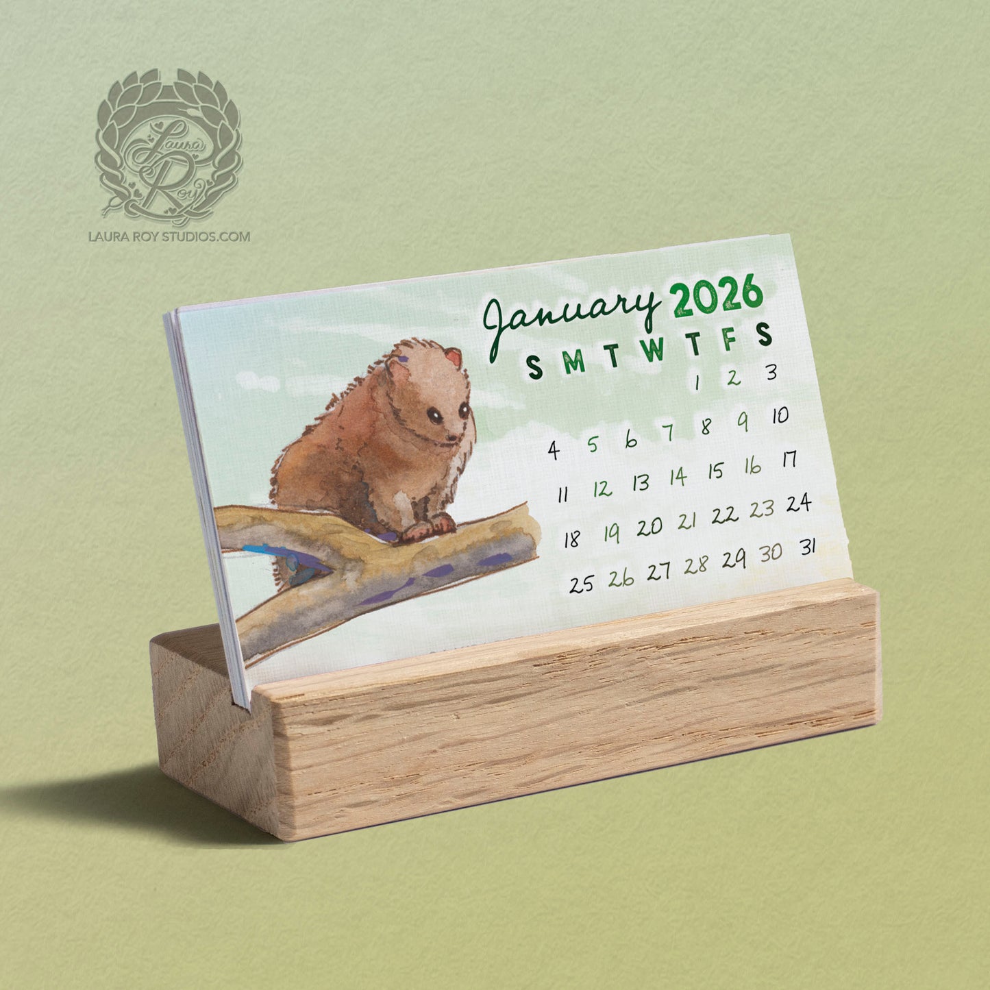 2026 Critter Animal Watercolor Mini Calendar